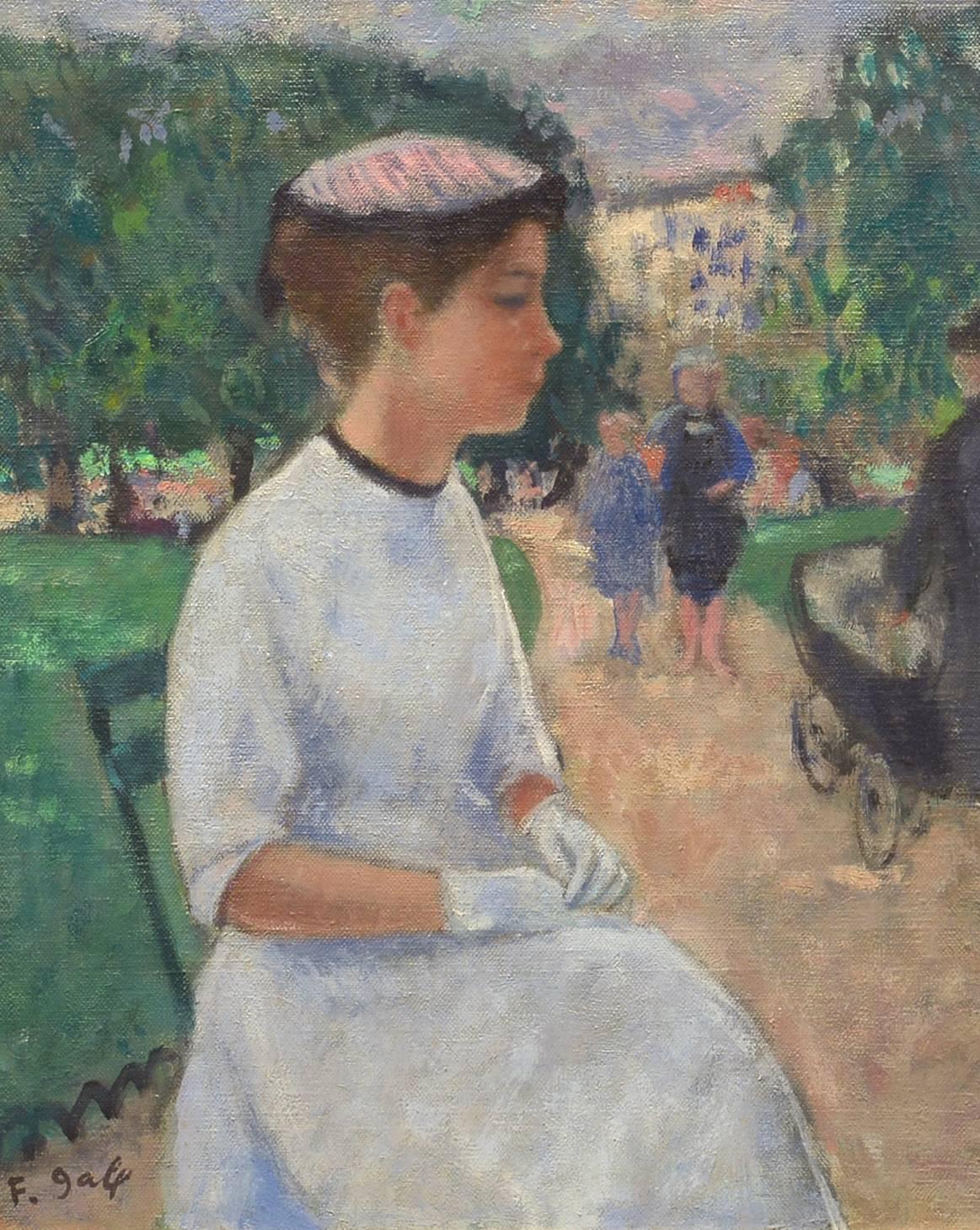 In the Park, Paris - Painting by François Gall