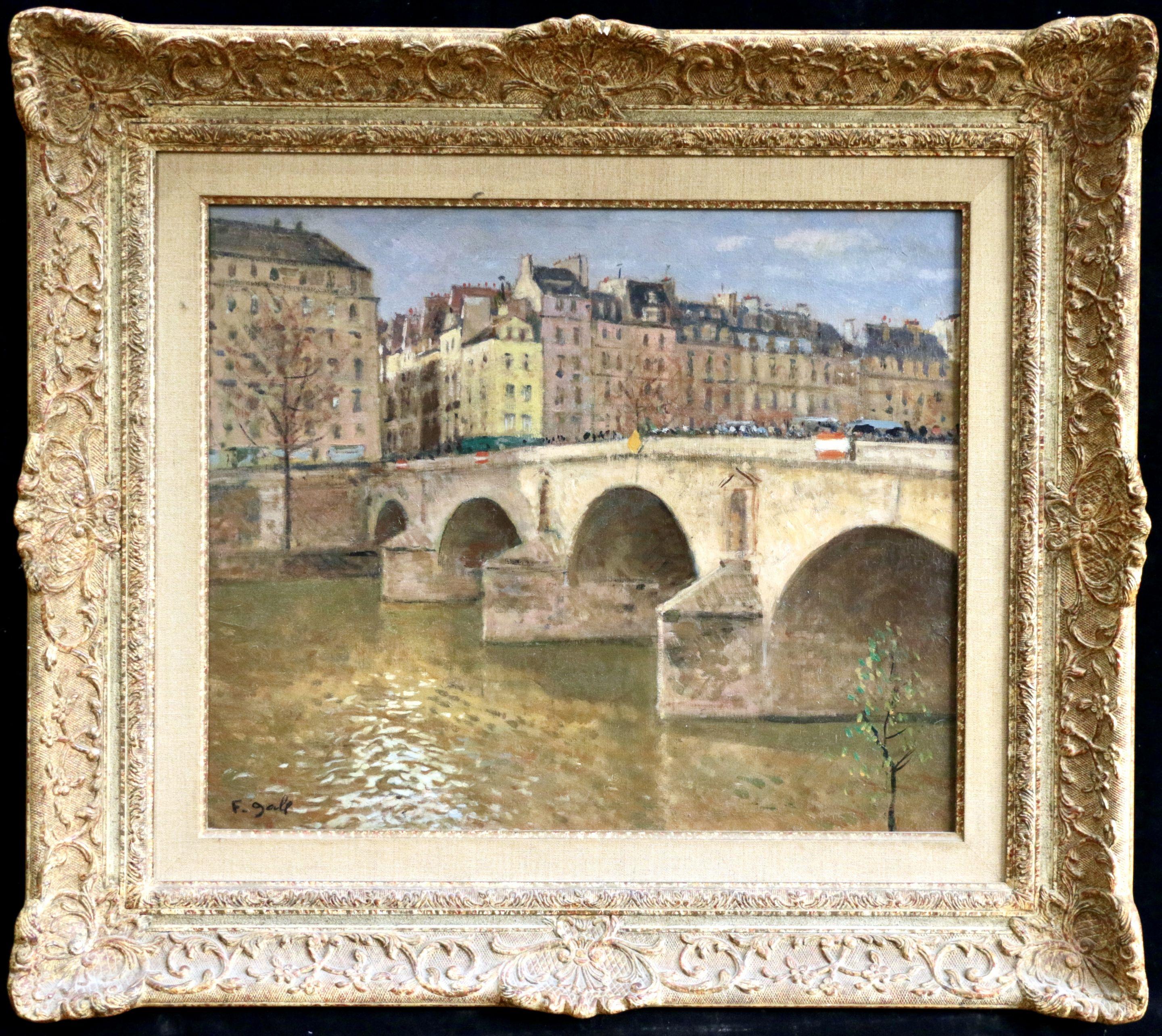 Pont Marie, Paris - Post Impressionist River Landscape Painting by Francois Gall