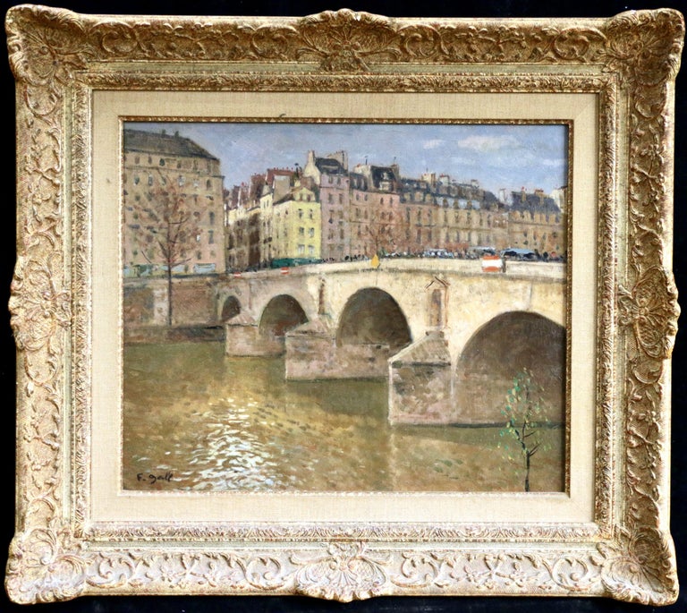 François Gall Figurative Painting - Pont Marie, Paris - Post Impressionist River Landscape Painting by Francois Gall