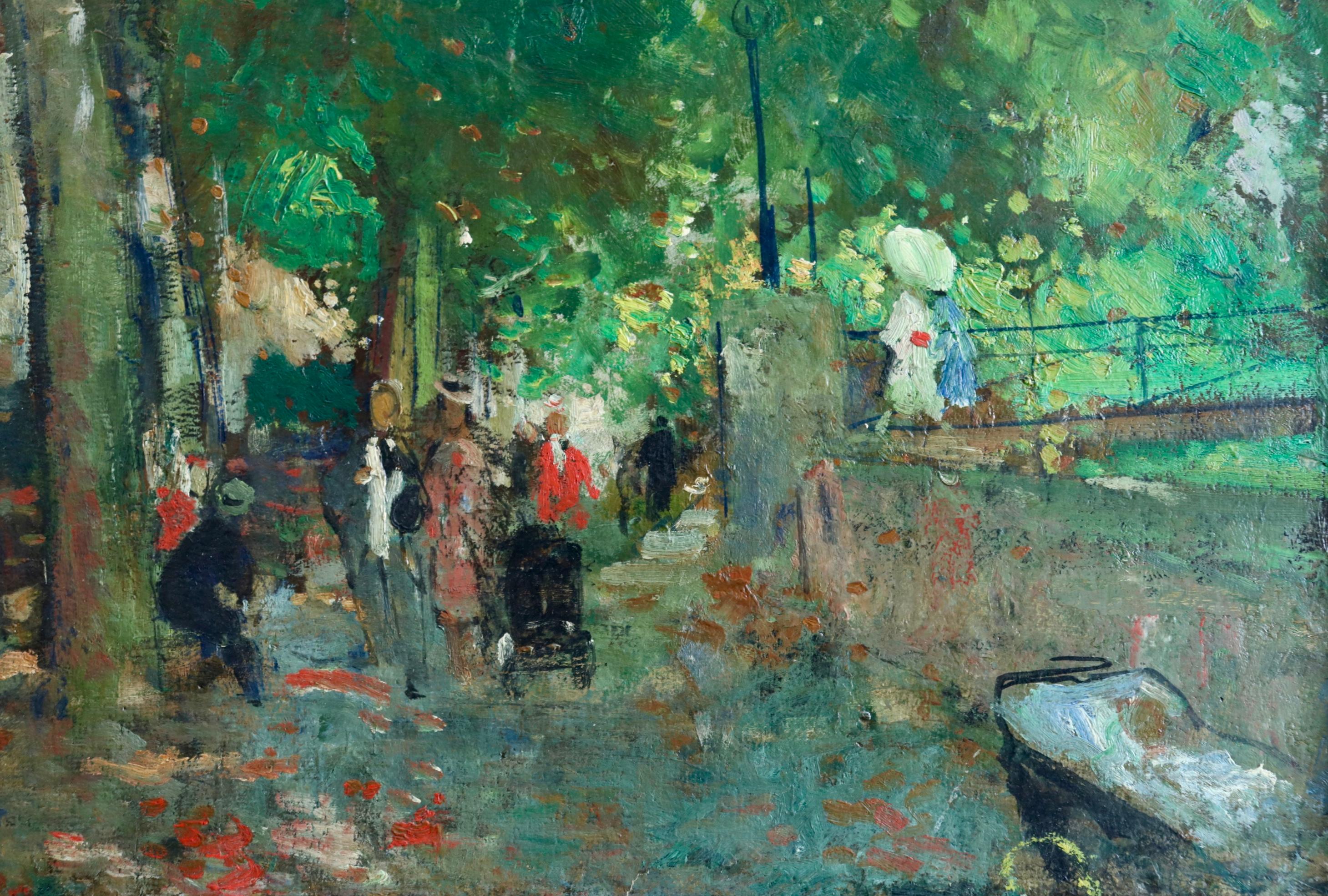 Rue de Paris - Huile post-impressionniste:: Figures dans un paysage par Francois Gall 5