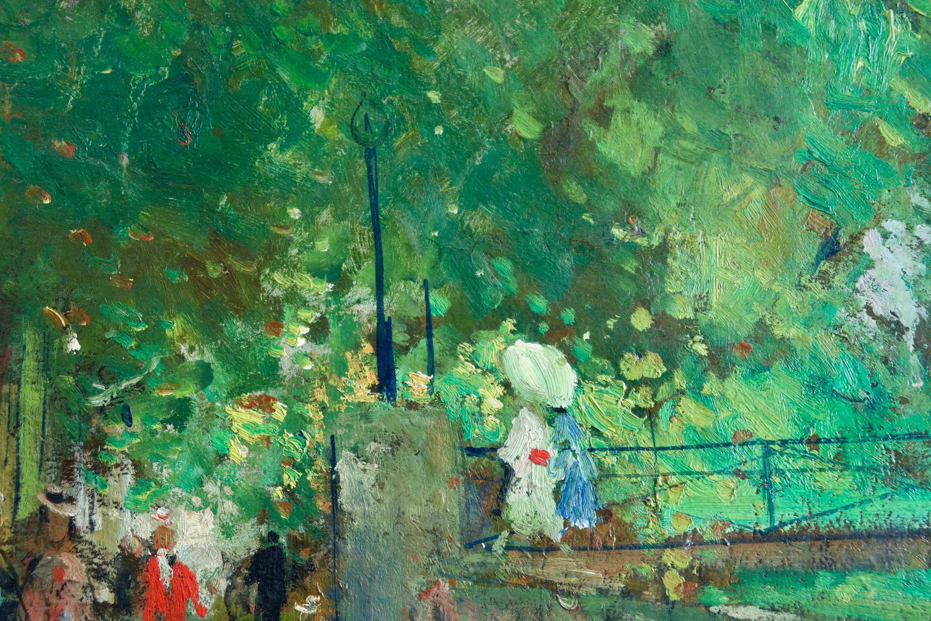 Rue de Paris - Huile post-impressionniste:: Figures dans un paysage par Francois Gall 1