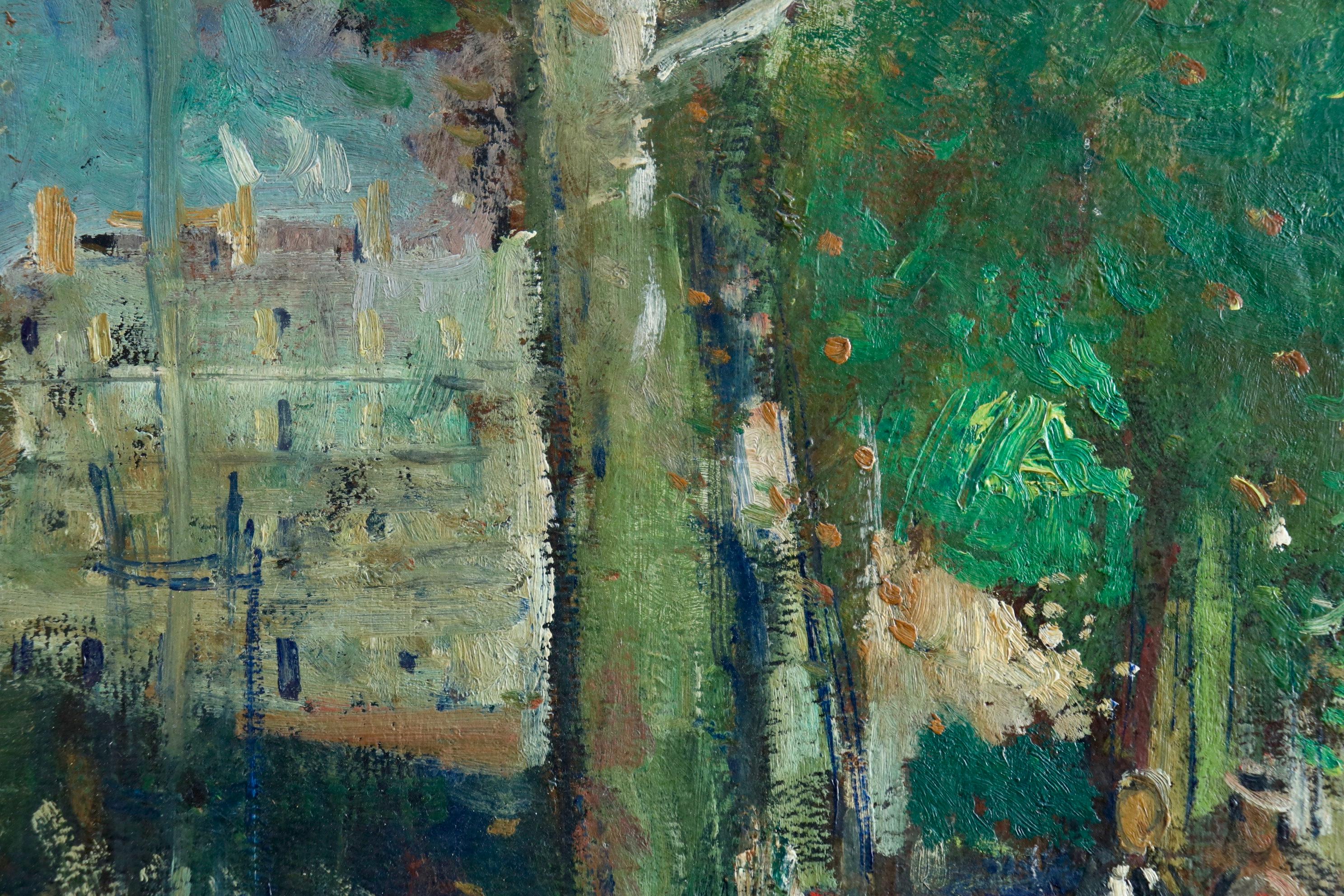 Rue de Paris - Huile post-impressionniste:: Figures dans un paysage par Francois Gall 2