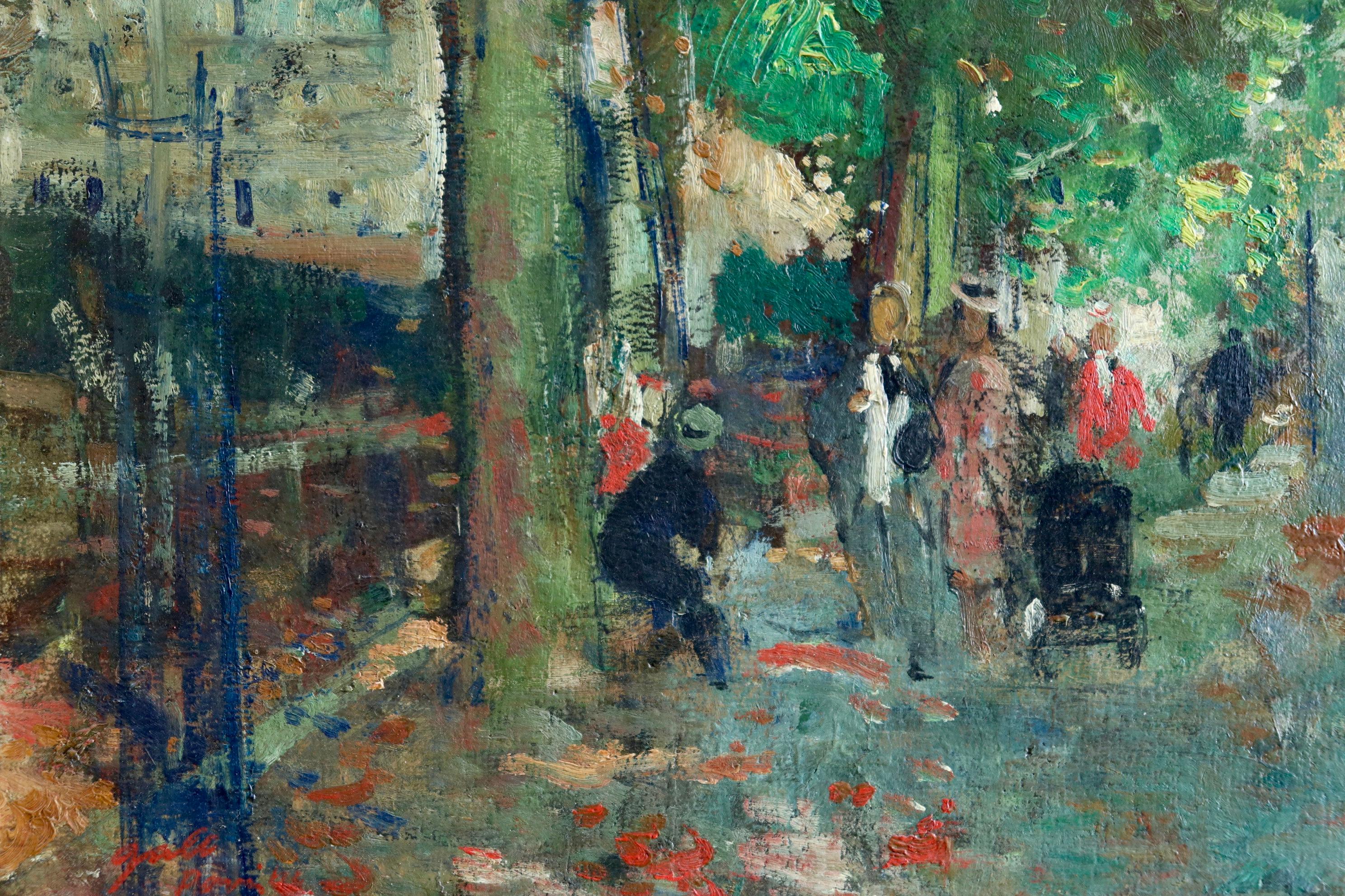 Rue de Paris - Huile post-impressionniste:: Figures dans un paysage par Francois Gall 3