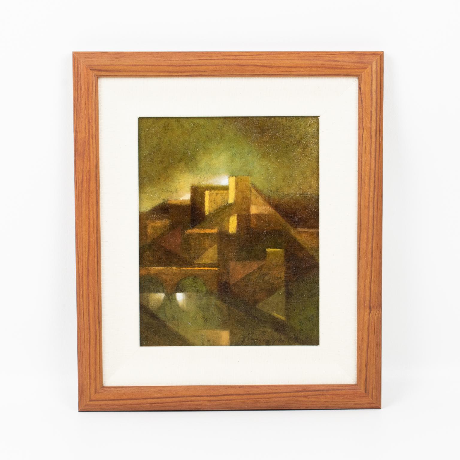 Paisaje abstracto claroscuro, Pintura al óleo sobre lienzo de Francois Gentilini en venta 9