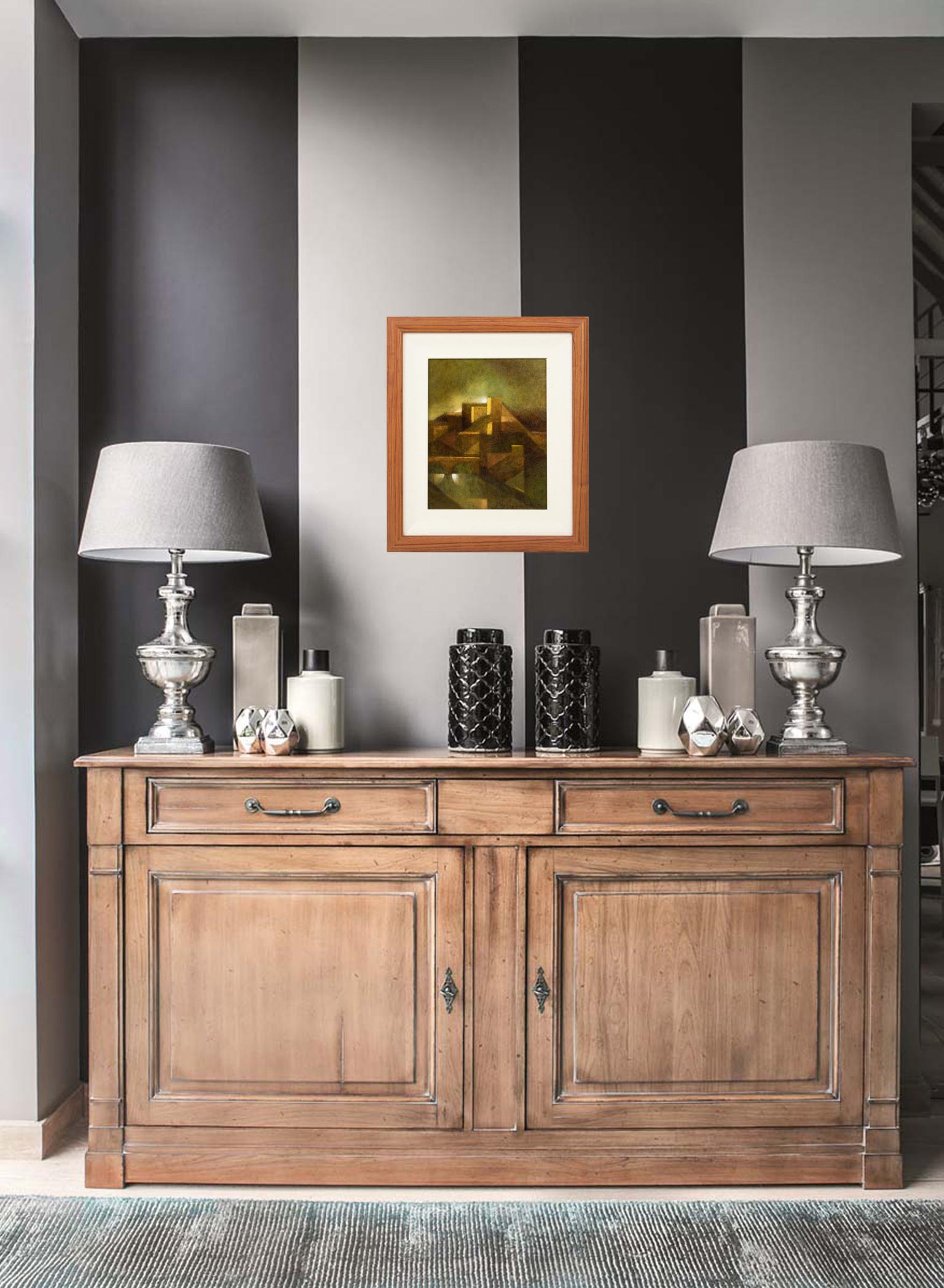 Paisaje abstracto claroscuro, Pintura al óleo sobre lienzo de Francois Gentilini en venta 3
