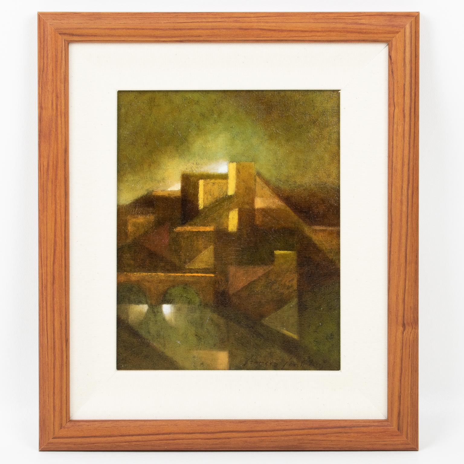 Paisaje abstracto claroscuro, Pintura al óleo sobre lienzo de Francois Gentilini en venta 4