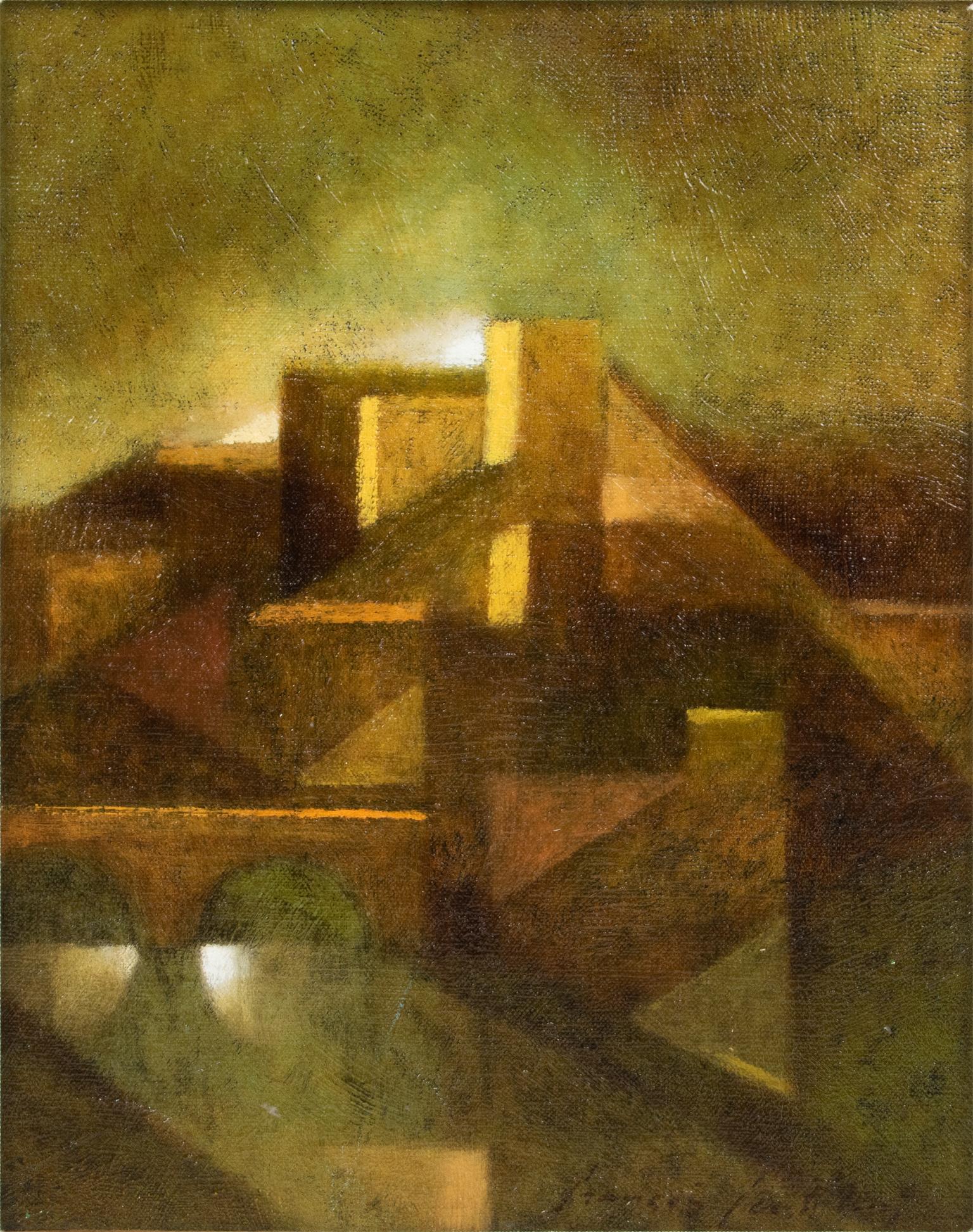 Paysage abstrait Chiaroscuro, peinture à l'huile sur toile de Francois Gentilini en vente 6