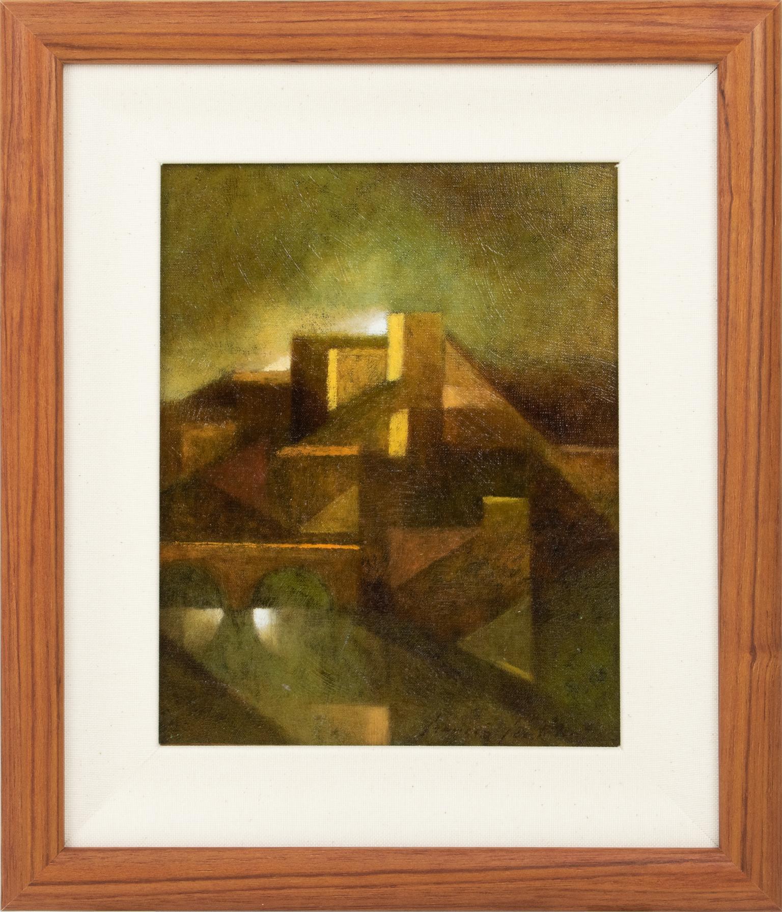 Paesaggio Astratto Chiaroscuro, Olio su Tela di Francois Gentilini