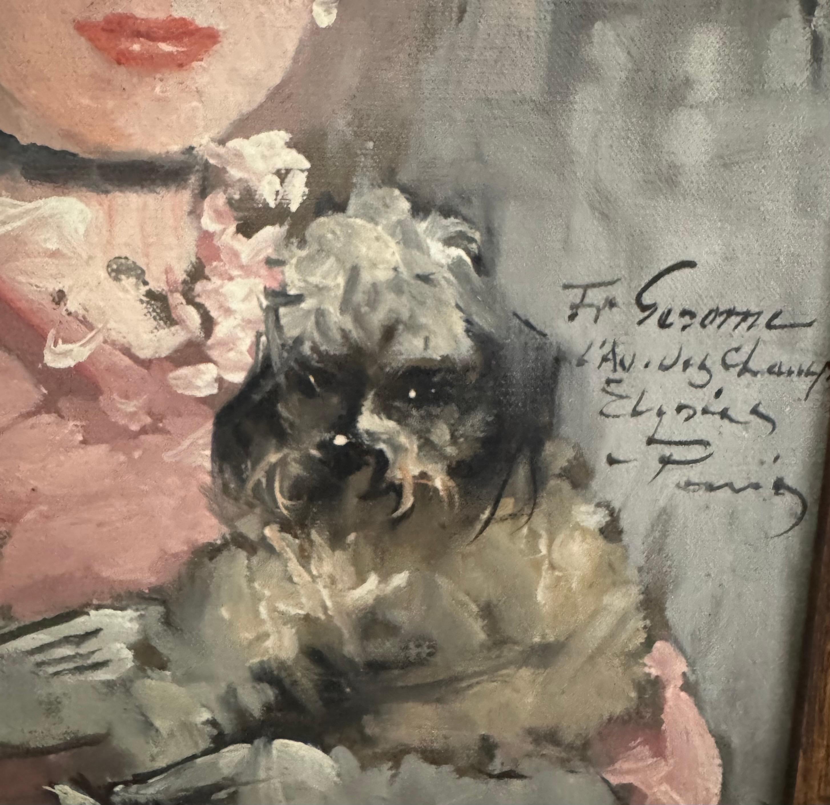 


Francois Gerome 
Francese, 1895 
Signora parigina con barboncino  
Olio su tela 12 x 16 pollici, 
con cornice 22x18 
Firmato in basso a destra

Francois Gerome è nato a Budapest nel 1895. Frequentò l'Accademia di Belle Arti di Budapest dove