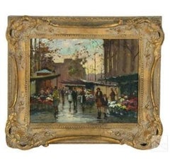 Impressionist Paris City Landscape Oil Painting, 20th Century Framed