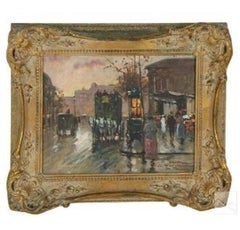 Impressionist Paris City Landscape Oil Painting, 20th Century Framed