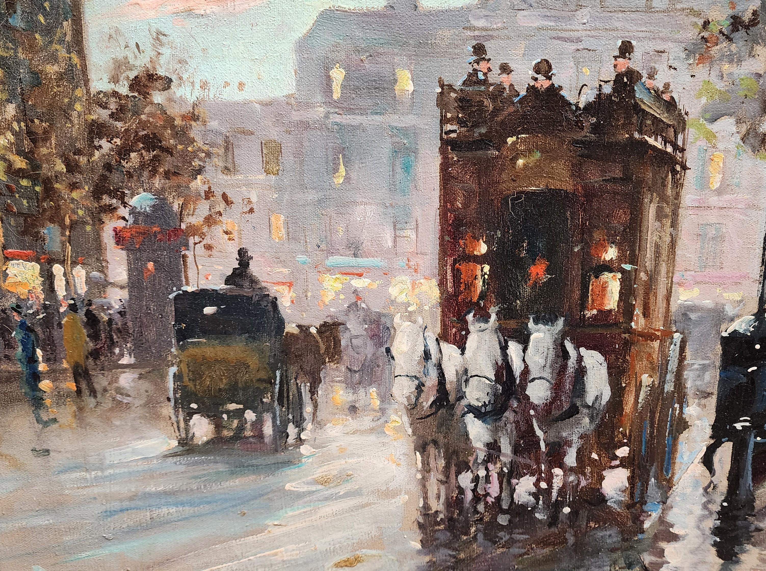 La Madeleine, Paris, scène de rue française, post-impressionniste - Post-impressionnisme Painting par Francois Gerome