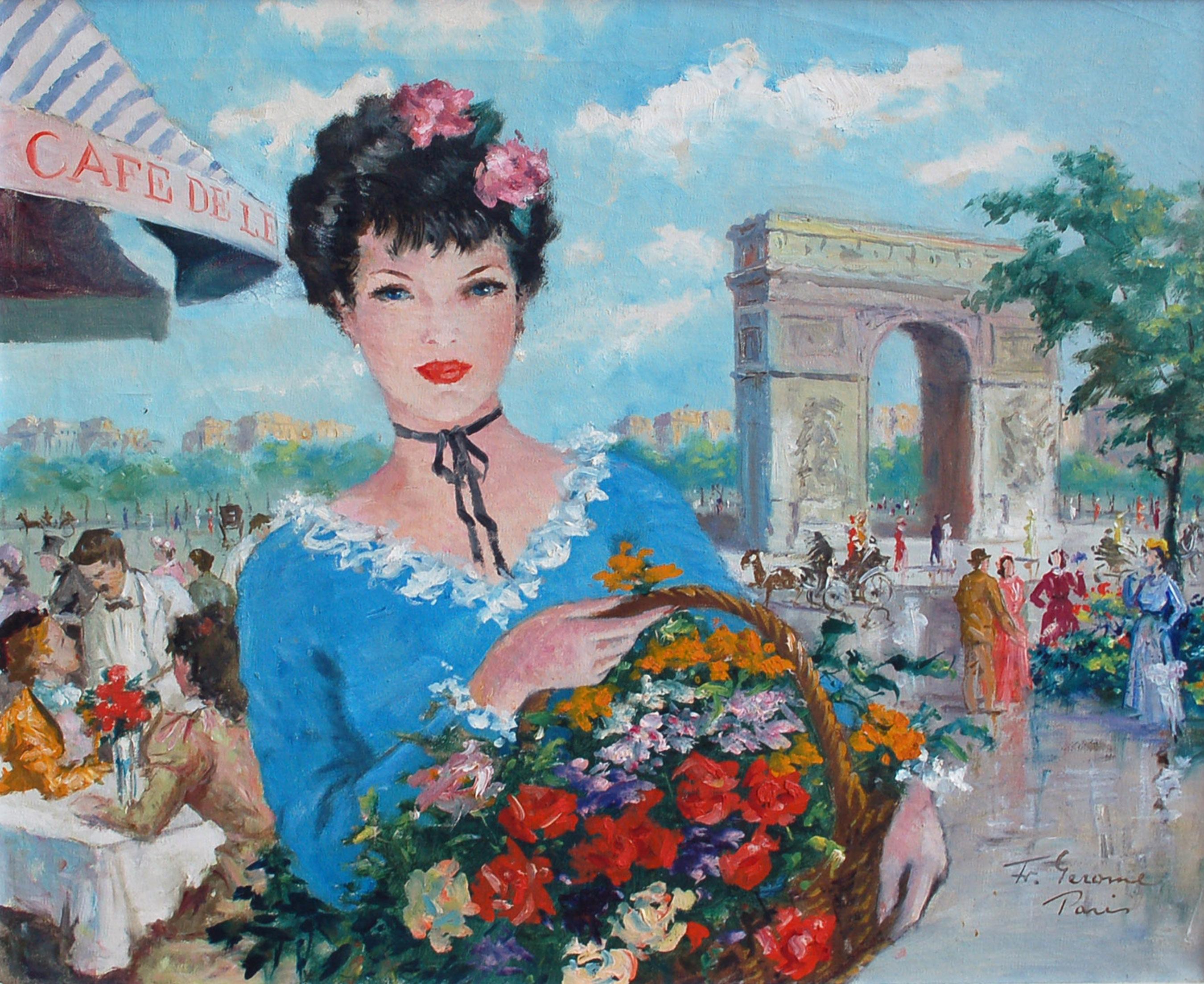 Le Panier de Fleurs, L'Arc de Triomphe - Painting by Francois Gerome