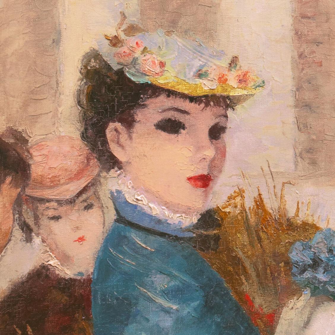 'Paris, Flower Market', Young Mademoiselles, Gamines des Fleurs, Jeunes Filles - Painting by Francois Gerome