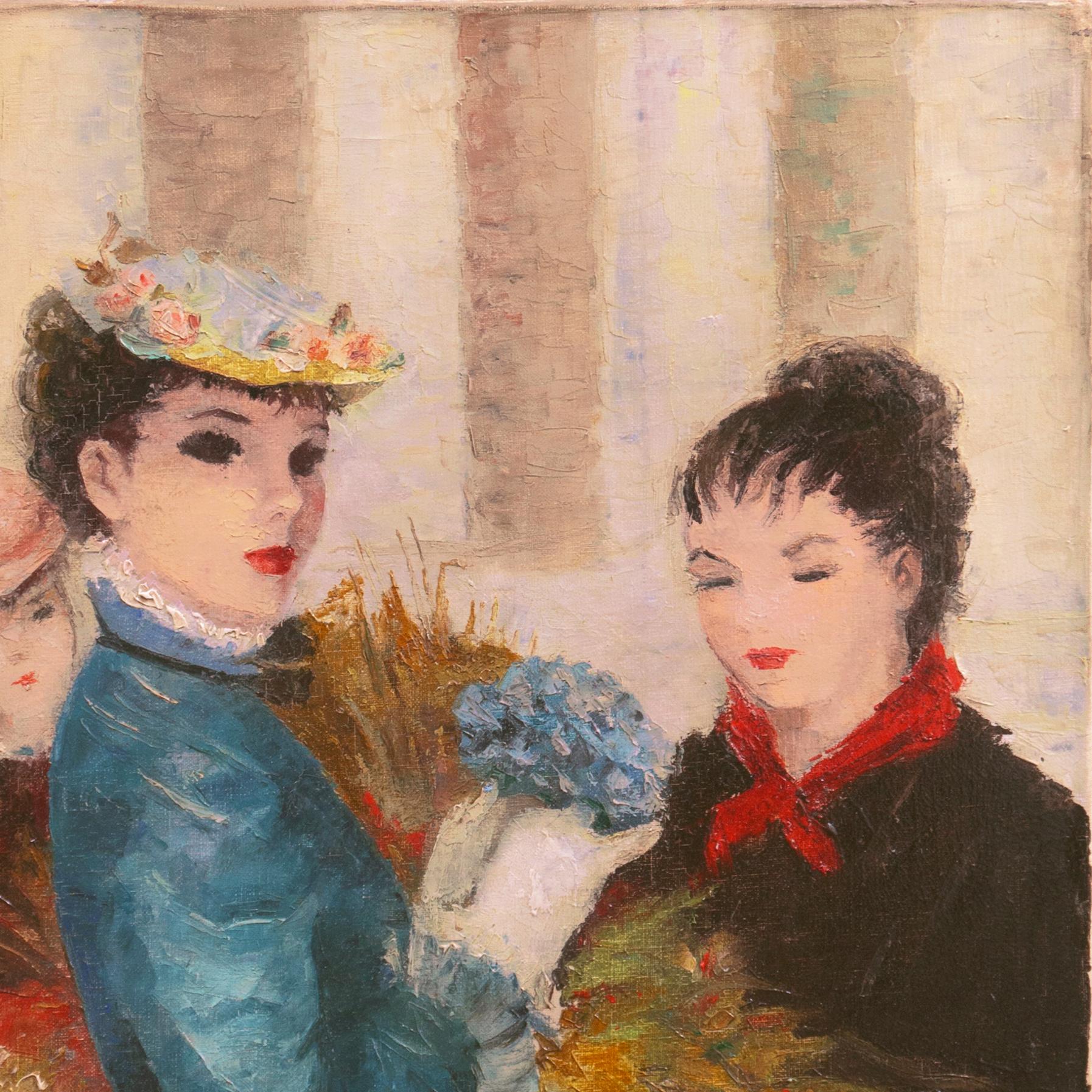 'Paris, Flower Market', Young Mademoiselles, Gamines des Fleurs, Jeunes Filles - Brown Figurative Painting by Francois Gerome
