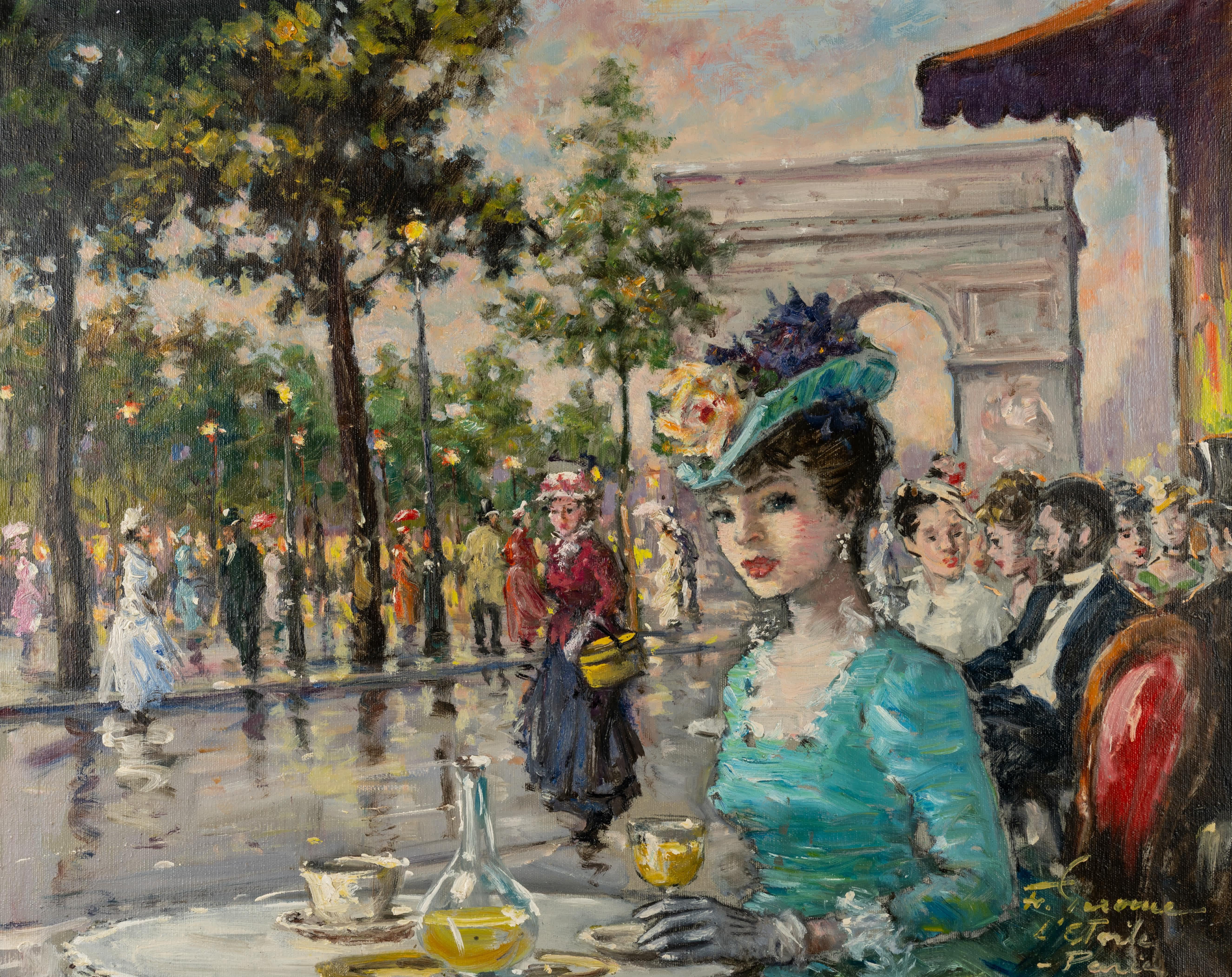 Parisian Lady in Blue - Impressionist Painting by Francois Gerome