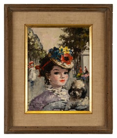 Vintage Parisian Lady with a Poodle