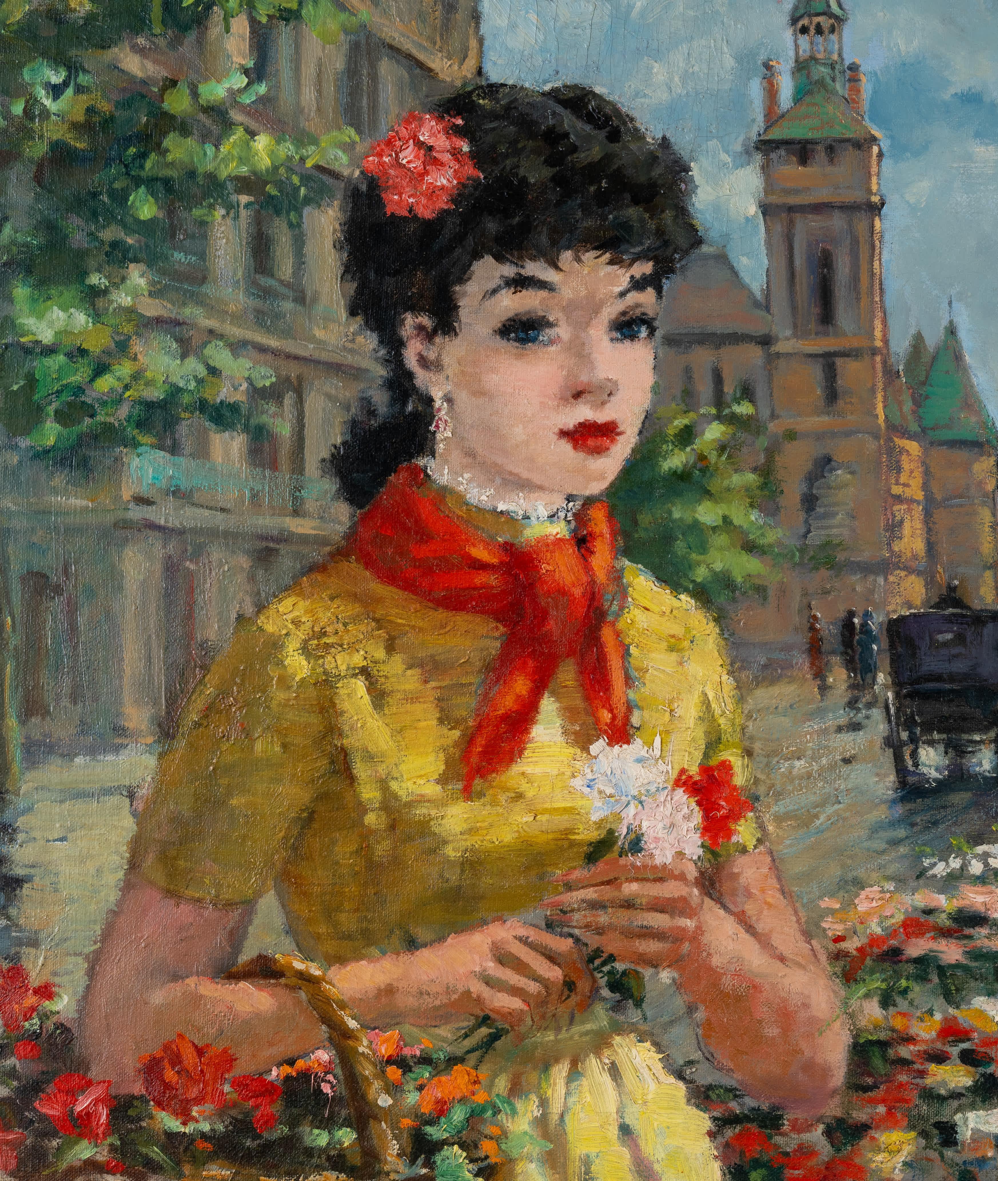 Signora parigina con fiori - Painting Impressionismo di Francois Gerome