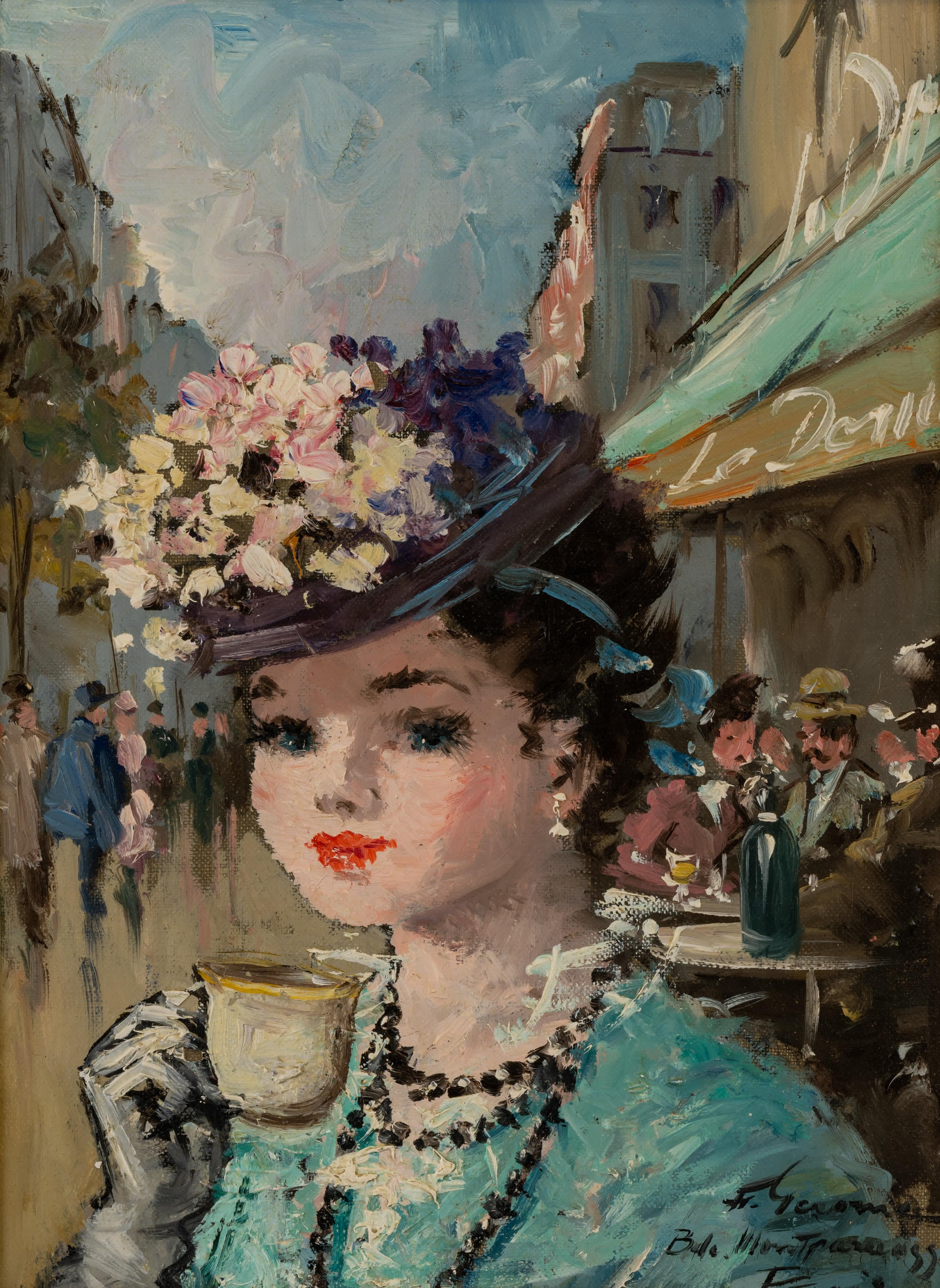 Pariser Dame mit Tee – Painting von Francois Gerome