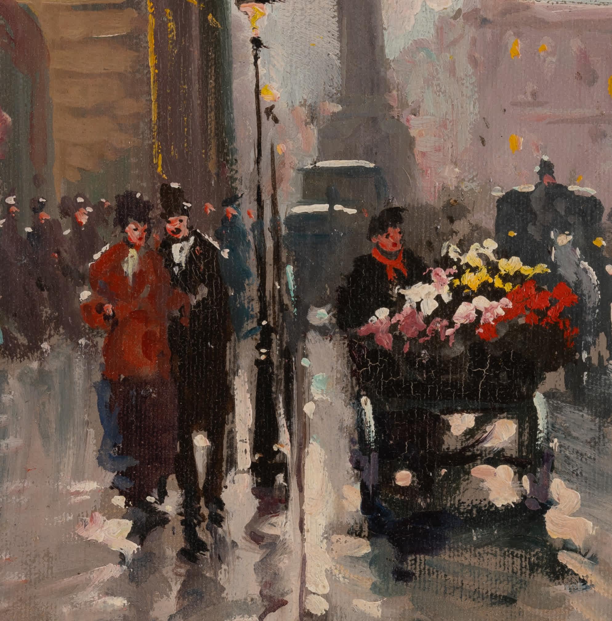 Francois Gerome
Französisch, 1895
Place Vendôme

Öl auf Leinwand
9 x 12 Zoll, mit Rahmen 15 ¼ x 18 ¼ Zoll
Signiert unten rechts

Francois Gerome wurde 1895 in Budapest geboren. Er besuchte die Akademie der bildenden Künste in Budapest, wo er das