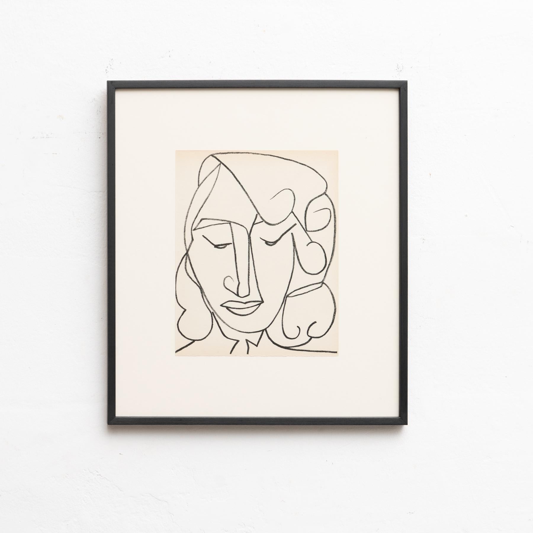 Françoise Gilot original lithograph 'Portrait Head of a Woman'. 

From the poetry book 