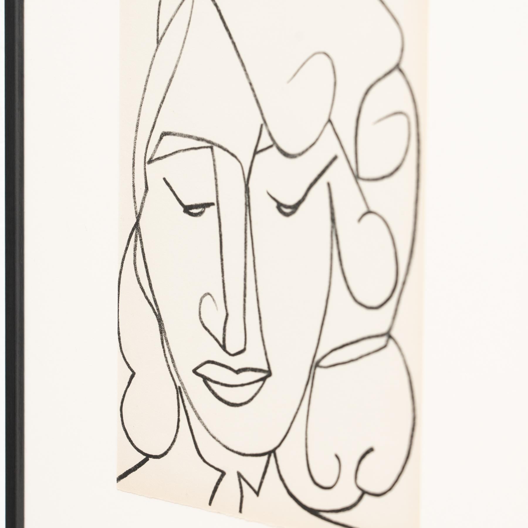 French Françoise Gilot Lithograph 'Portrait Head of a Woman', 1951