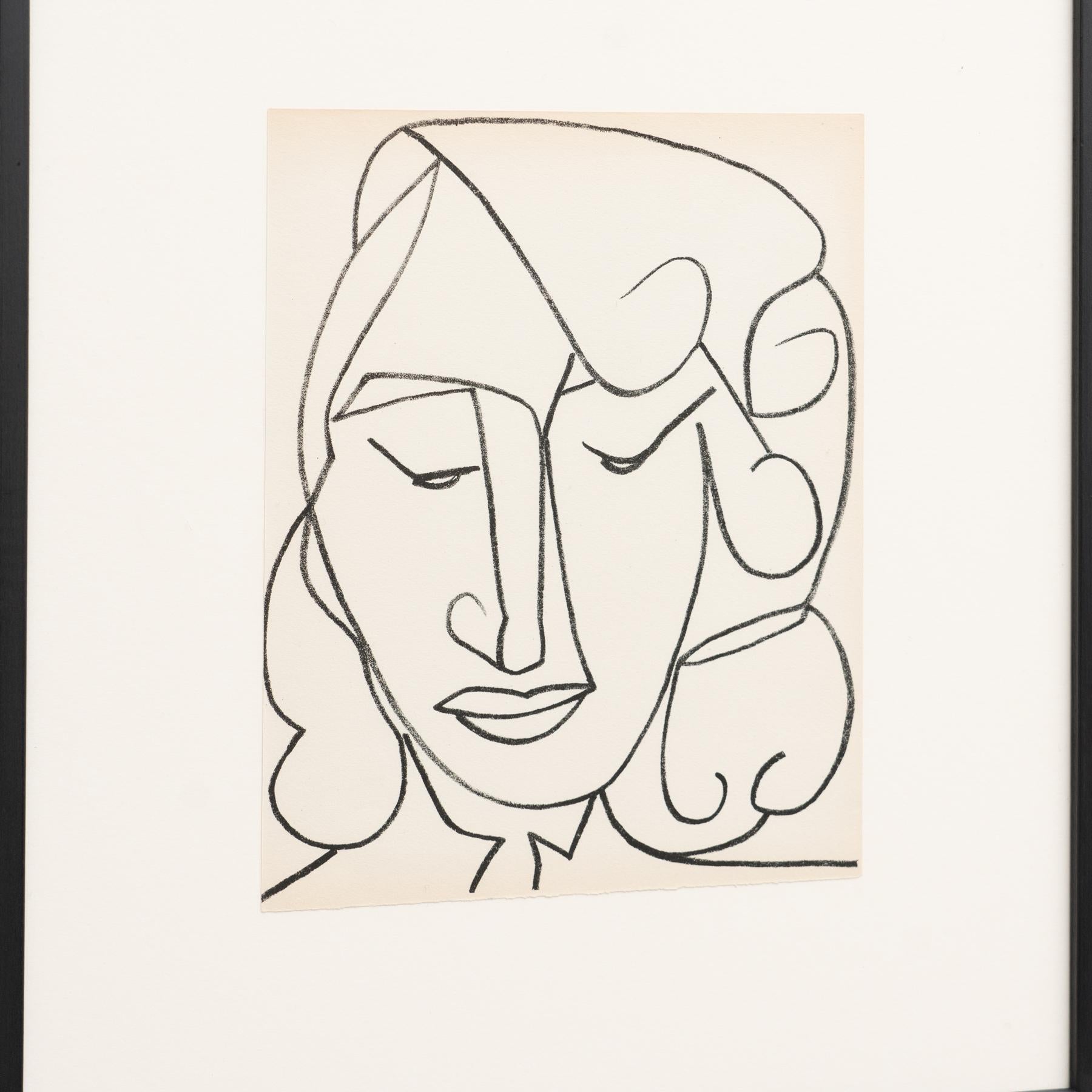 Françoise Gilot Lithograph 'Portrait Head of a Woman', 1951 1