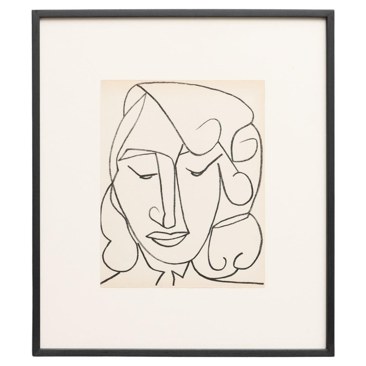 Françoise Gilot Lithograph 'Portrait Head of a Woman', 1951