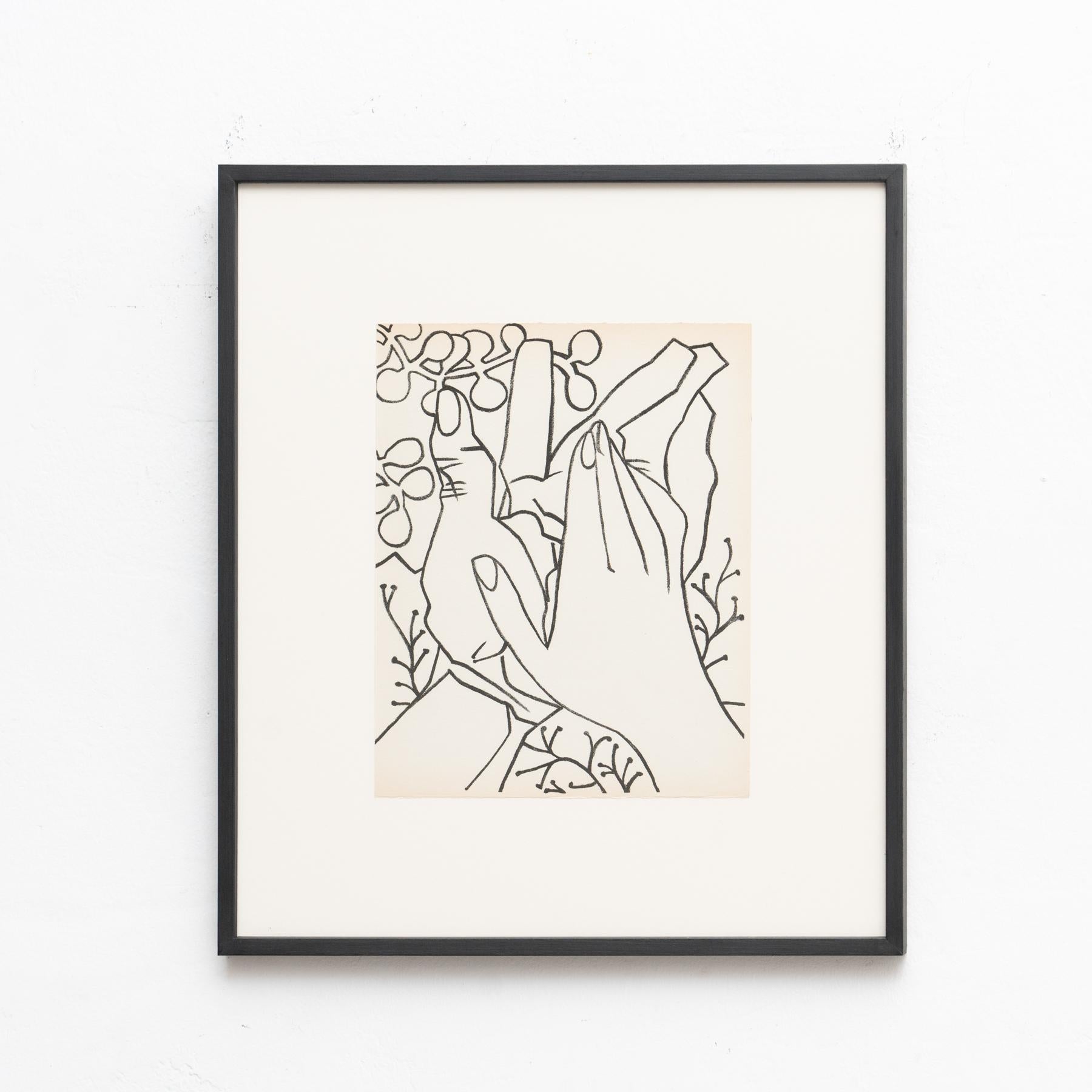 Françoise Gilot original lithograph 'The Caress'.

Made in France, circa 1951.

Printed by Mourlot in 366 copies.

Framed.

In good original condition, with minor wear consistent with age and use, preserving a beautiful patina.

Marie Françoise