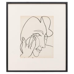 Retro Françoise Gilot Lithograph 'The Pensive Lady', 1951