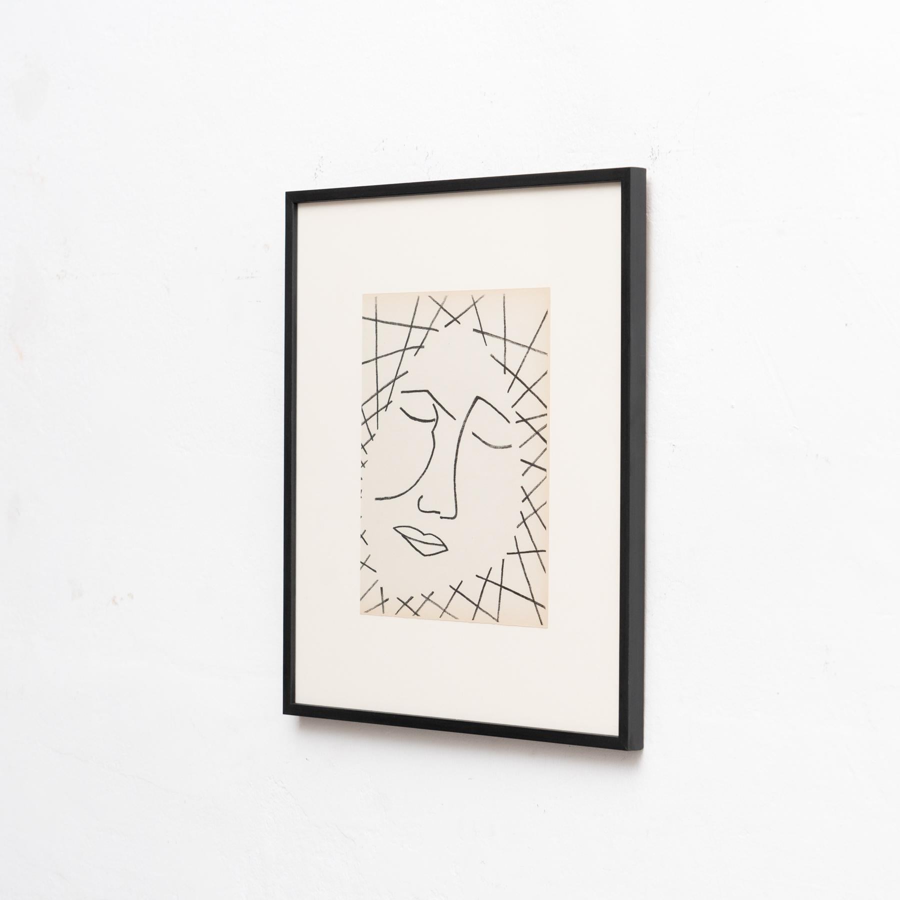 Françoise Gilot original lithograph 'Untilted Face'. 

From the poetry book 