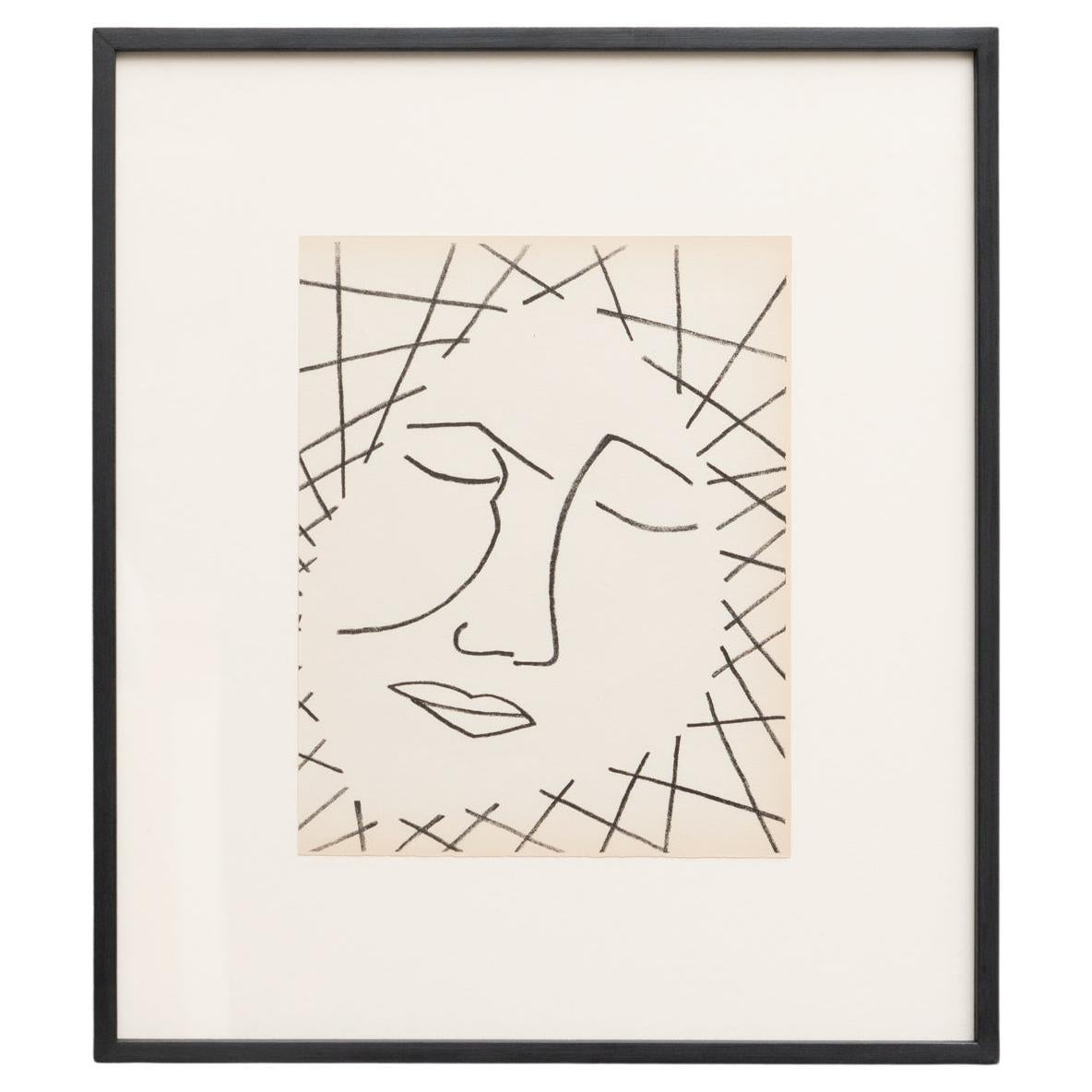 Françoise Gilot Lithographie "Jusqu'au visage", 1951