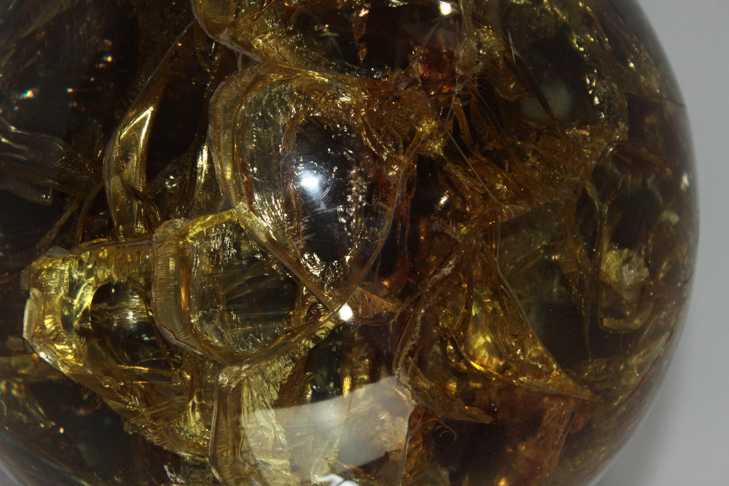 Hand-Crafted François Godebski  resin ball big fracturated resin