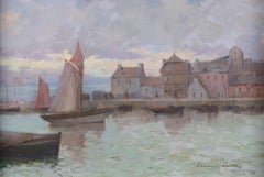 L' Avant-Port de Concarneau. Oil painting, Impressionist, Framed, signed F Gueho