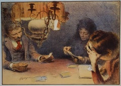 The Lamp : Evening Work - Original Lithograph - 1898
