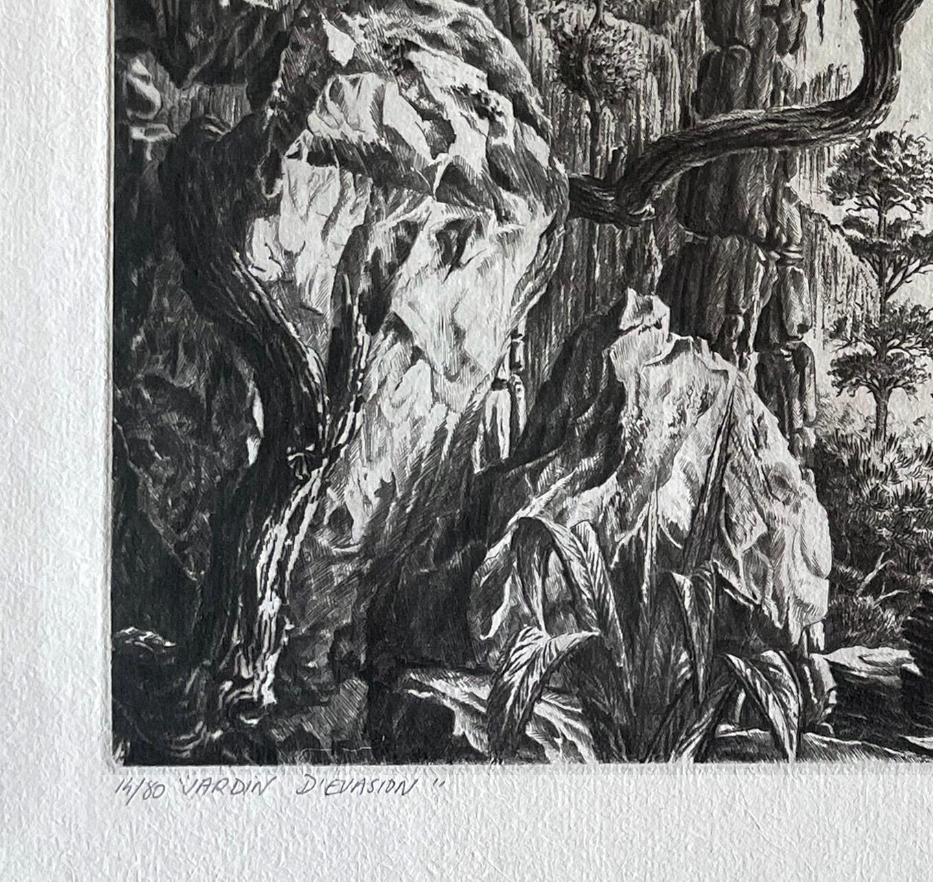 Signed and titled in pencil from the edition of 80. This is a great example of the texture and tone that can be achieved with drypoint.

In keeping with the best Italian traditions, Houtin's gardens are well furnished with fragmentary architecture