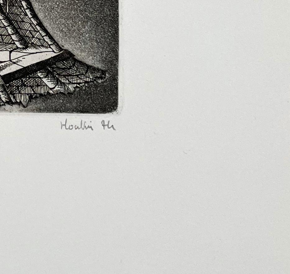 Signed, titled and numbered by the artist, edition of 40.  Houtin's early prints are more surrealistic and imaginary compositions, which eventually develop into the imaginary gardens he is best known for.

François Houtin was born in Craon en