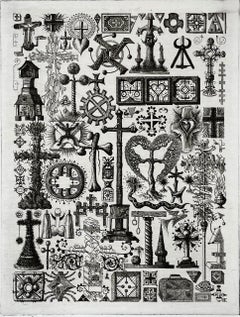 Panoplie, fantasy topiary etching by contemporary french artist Francois Houtin