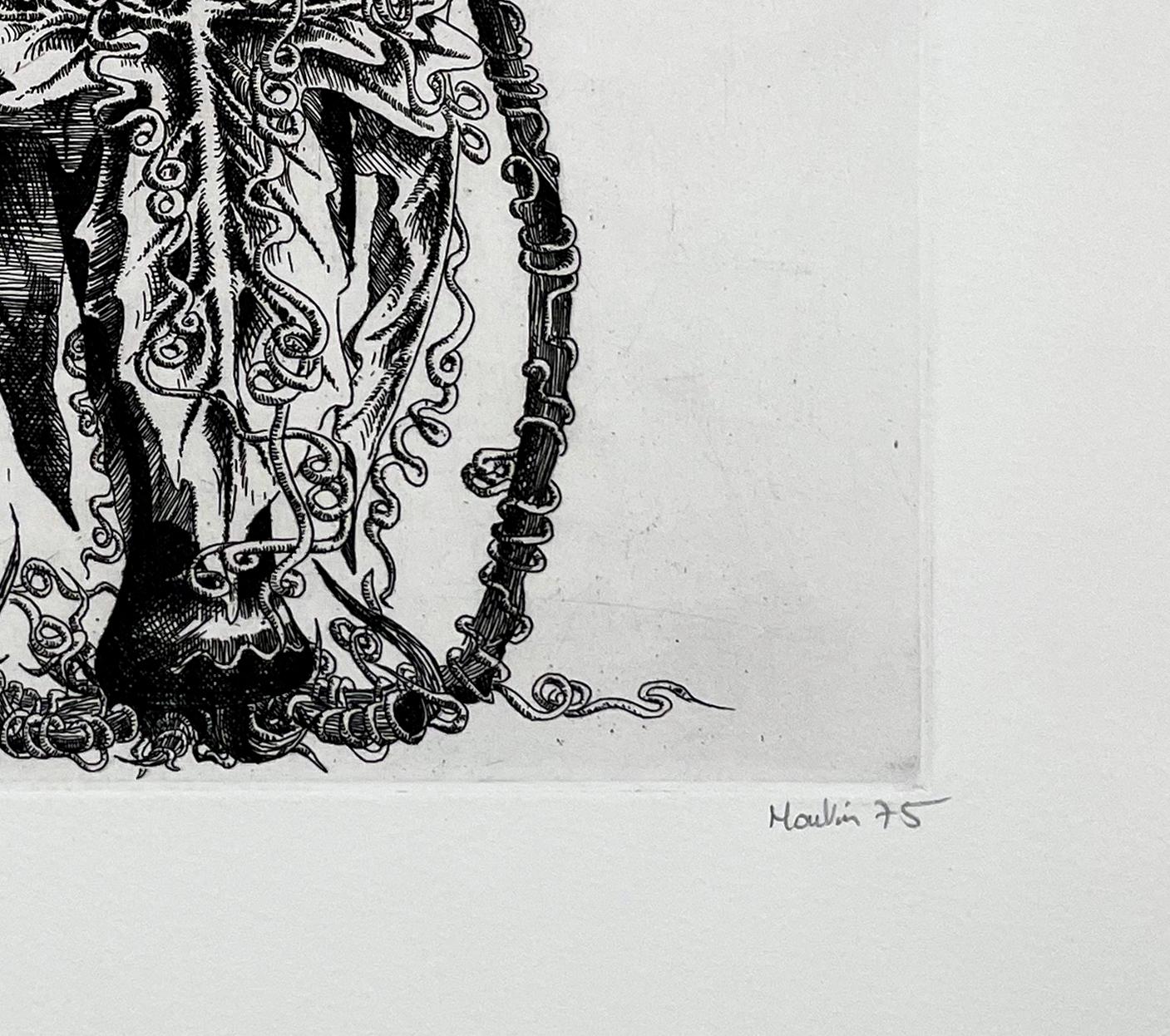 Trois Plantes, by Francois Houtin - Gray Still-Life Print by François Houtin