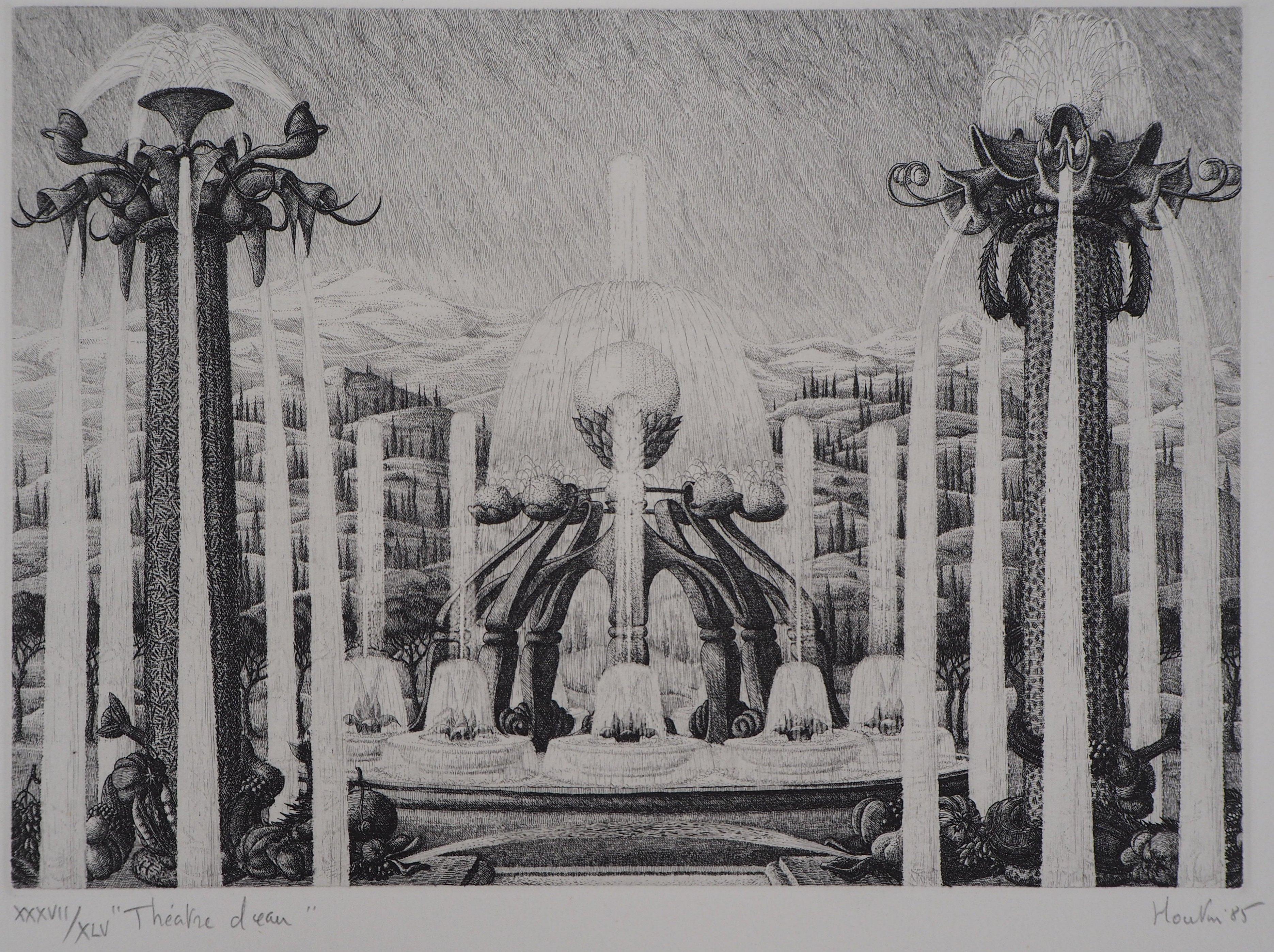 Versailles : The Fountains - Original etching, Handsigned and Ltd to 45 proofs - Print by François Houtin
