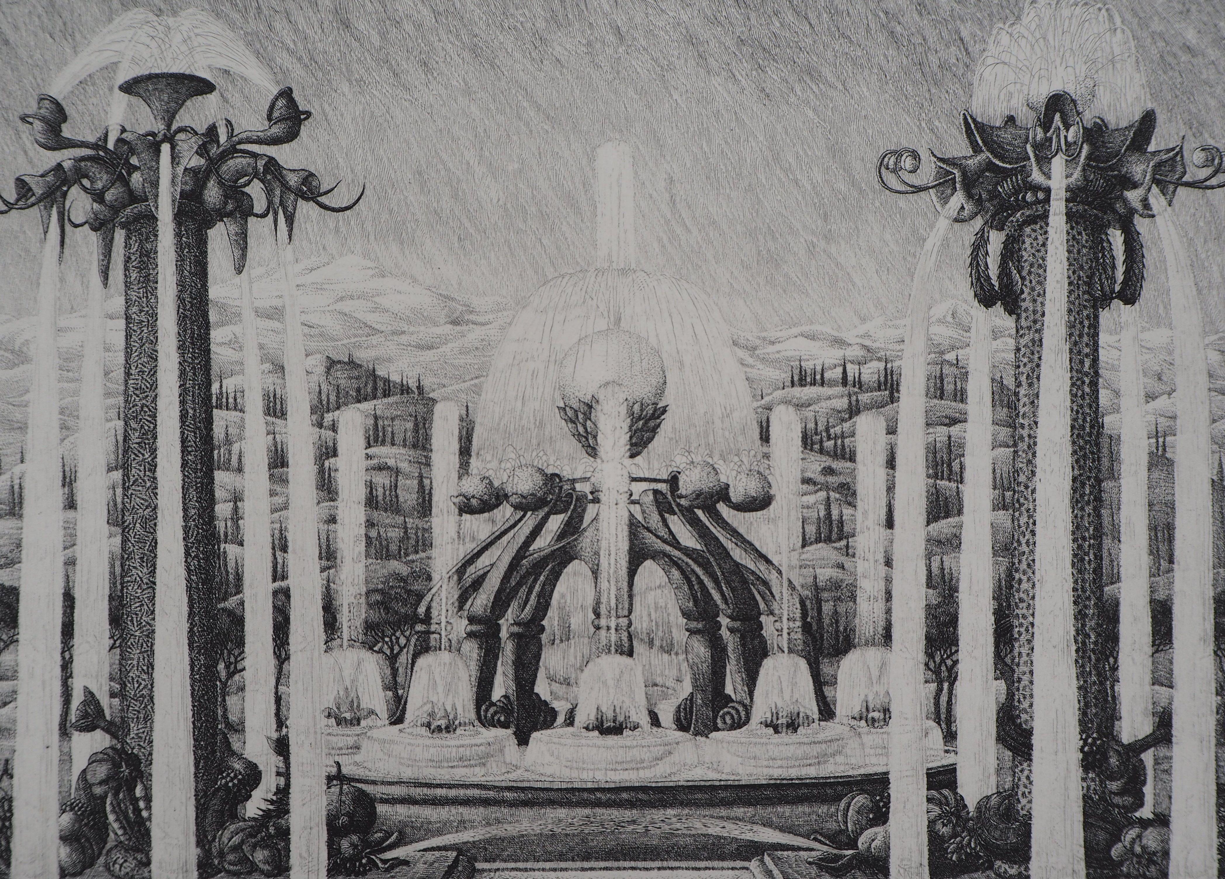 François HOUTIN
Versailles : Die Springbrunnen, 1985

Original-Radierung
Handsigniert mit Bleistift
Nummeriert / 45 in römischen Ziffern
Auf Pergament 25 x 33 cm (ca. 10 x 13 Zoll)

Ausgezeichneter Zustand