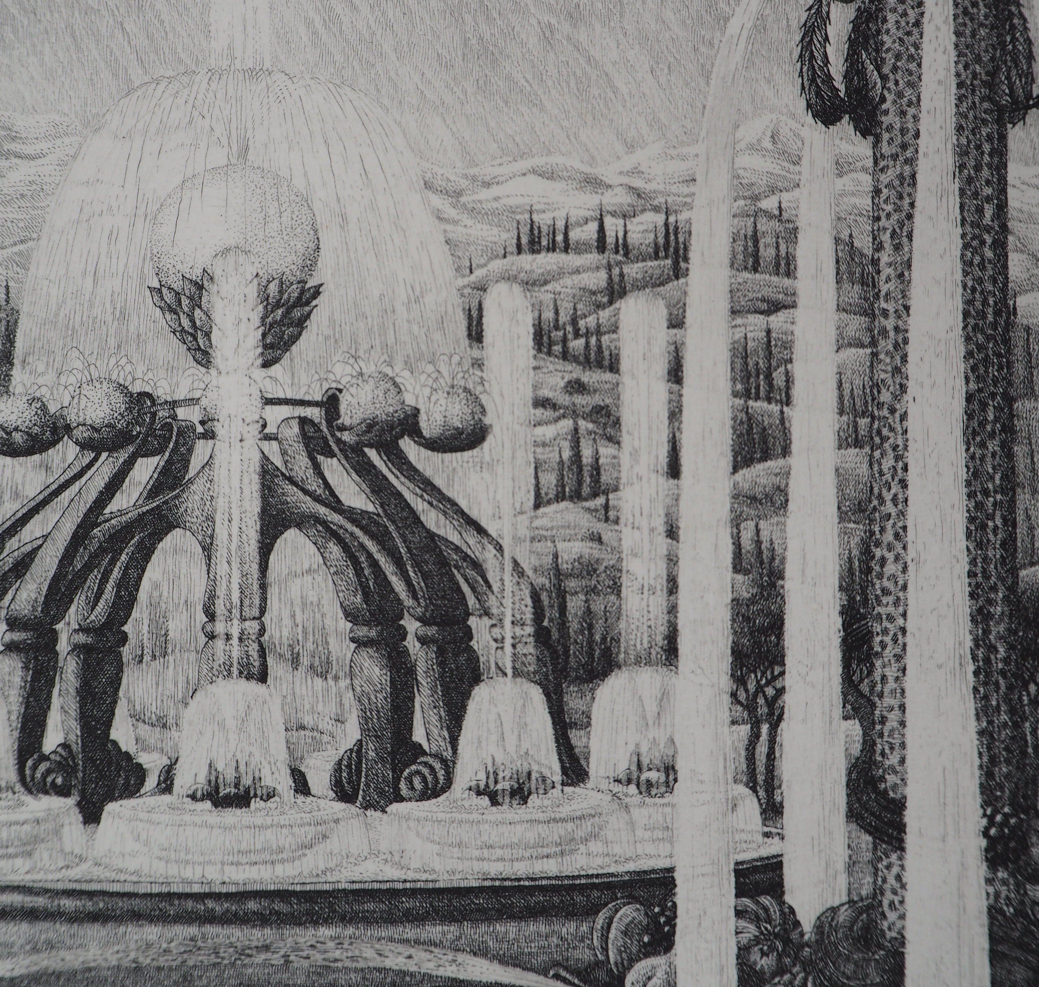 Versailles : The Fountains - Original etching, Handsigned and Ltd to 45 proofs - Modern Print by François Houtin