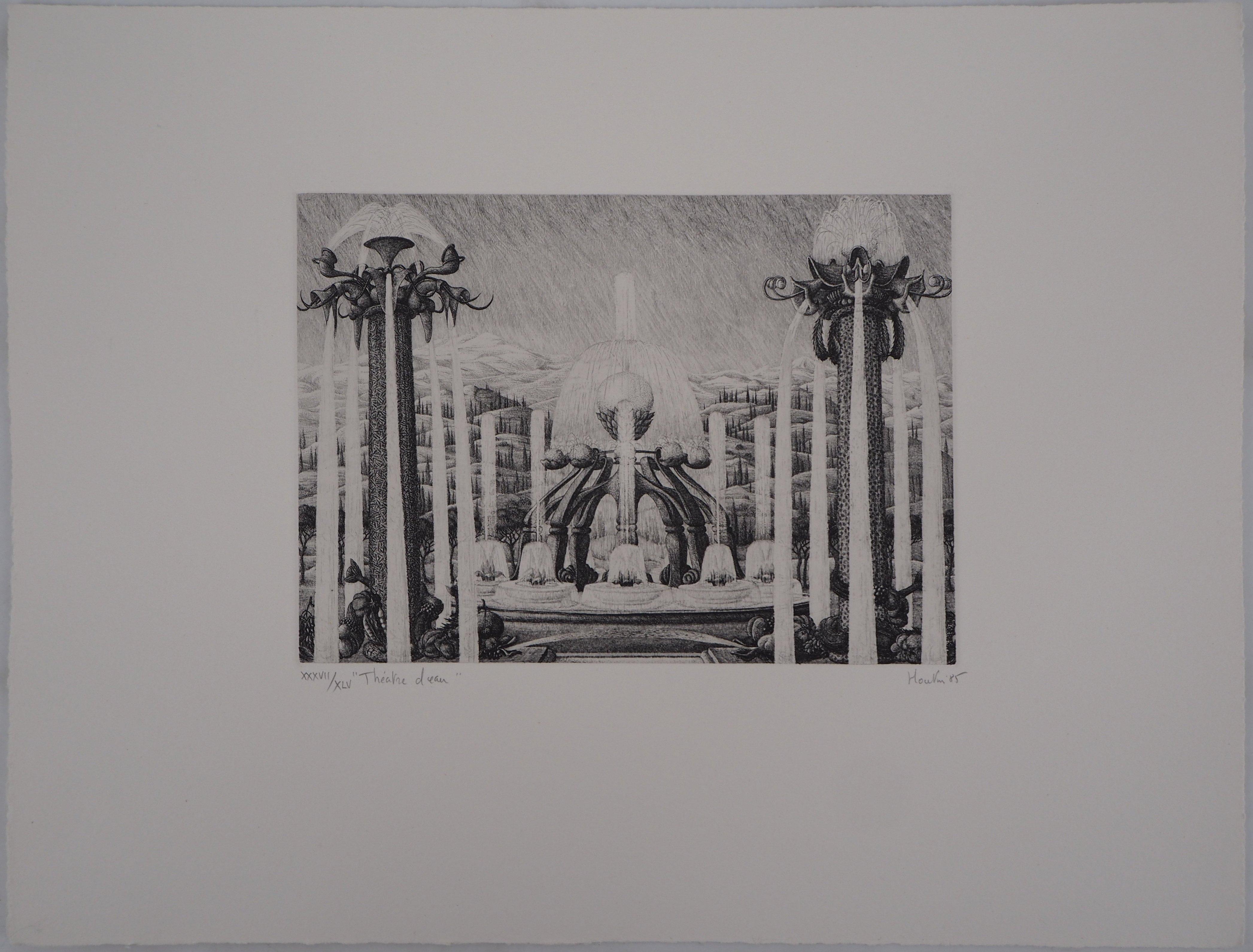 François Houtin Landscape Print - Versailles : The Fountains - Original etching, Handsigned and Ltd to 45 proofs
