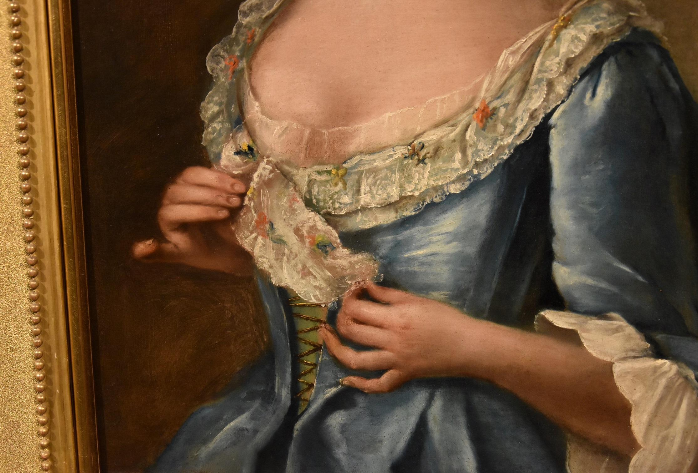Portrait Noble Lady Woma Drouais Paint Oil on canvas Old master 18th Century Art - Old Masters Painting by François-Hubert Drouais (Paris 1727 - Paris 1775)