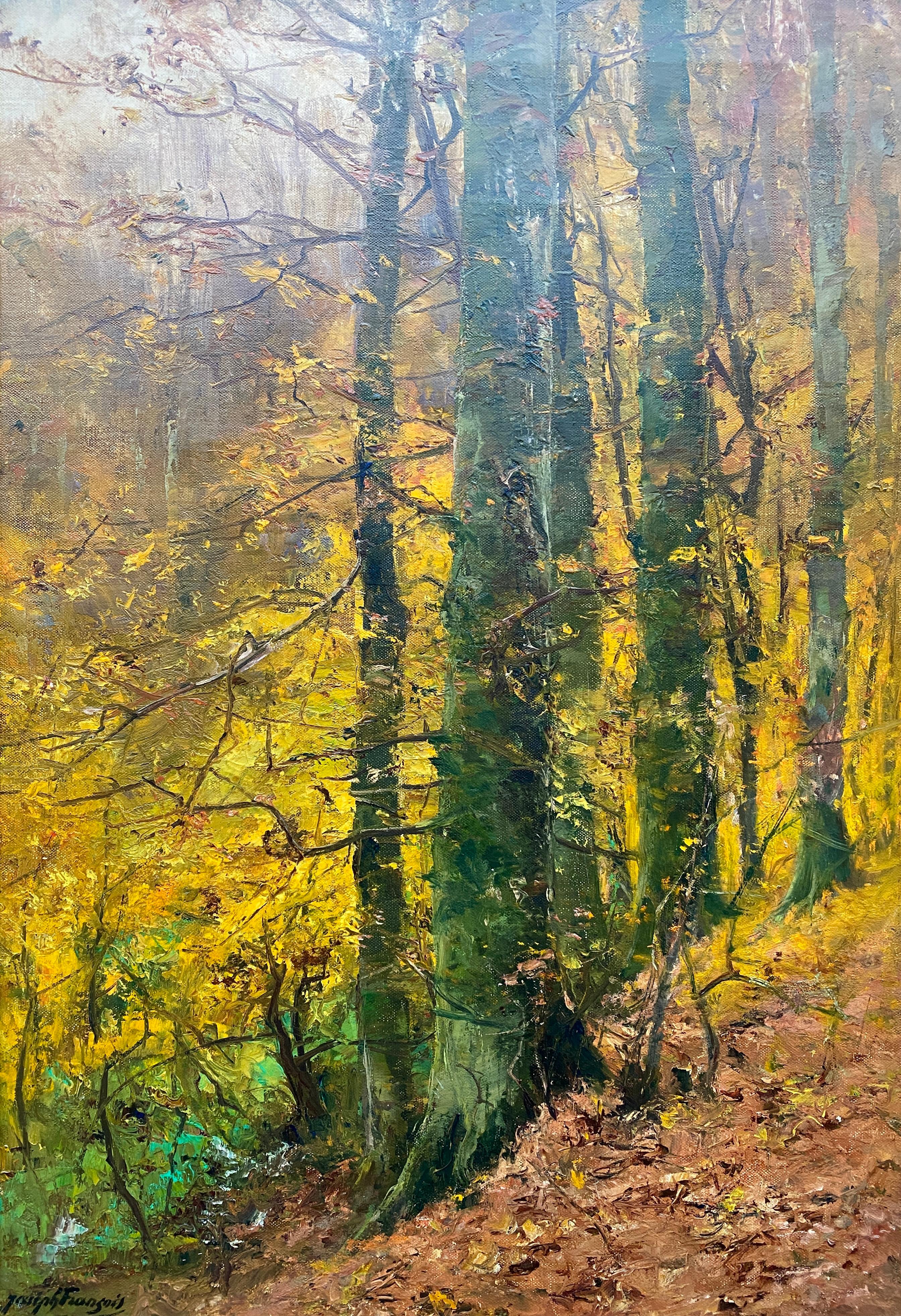Autumn Forest Scene, Joseph-Charles Francois, Brussels 1851 – 1940, Signed - Painting by Francois Joseph-Charles