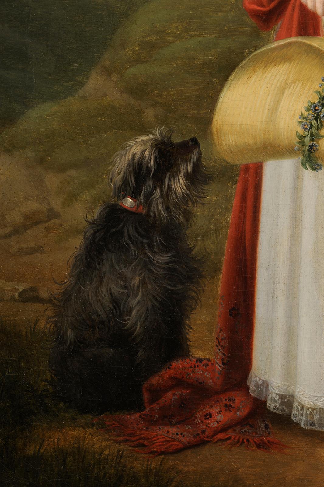 Porträt einer jungen Frau mit ihrem Hund im Angebot 2