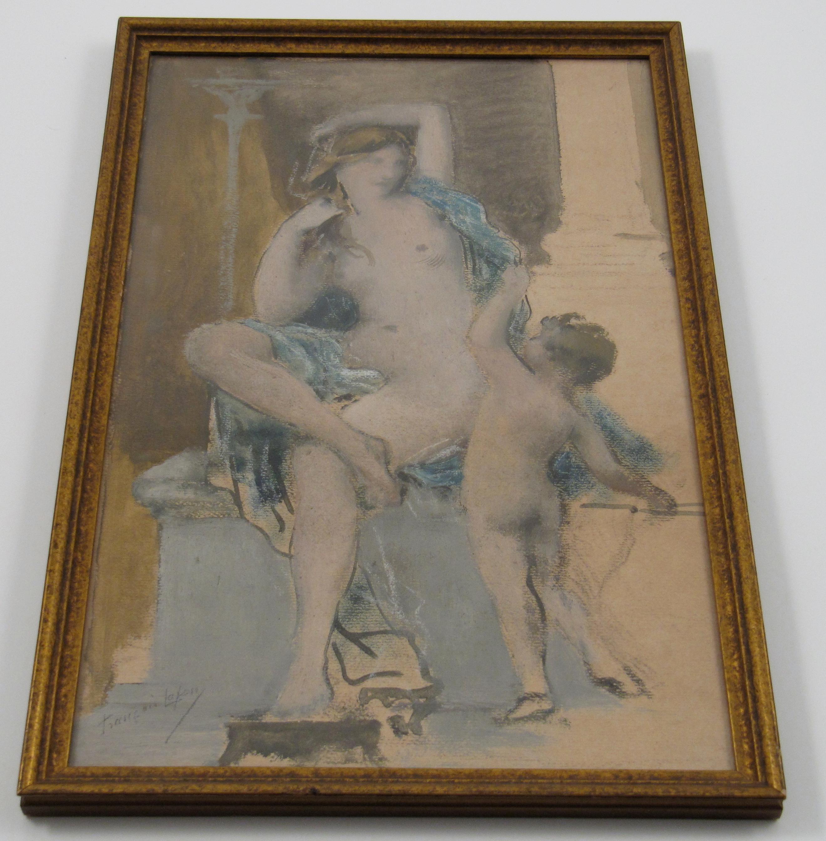 François Lafon (French, 1846-c.1920) Nude Female Portrait France Oil on Painting For Sale 3