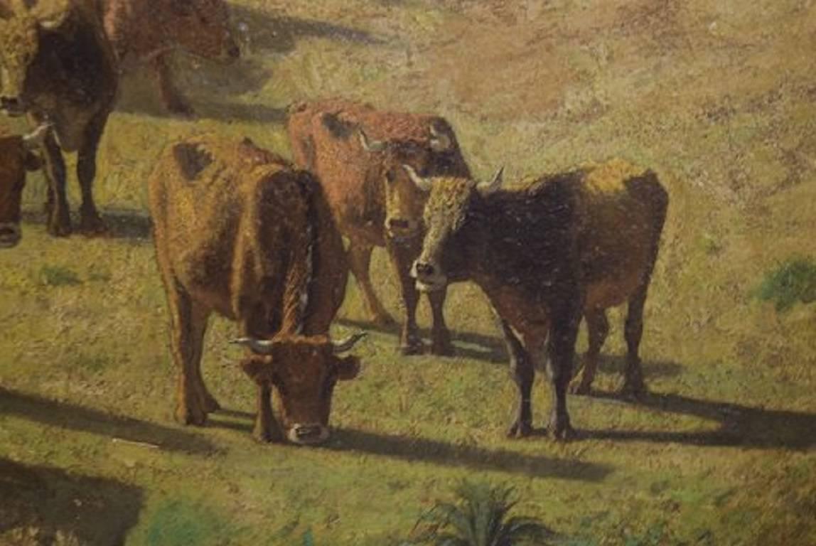 Mid-20th Century François Lauret, French Artist, Oil on Wood, 'Algerian Herdsmen' For Sale
