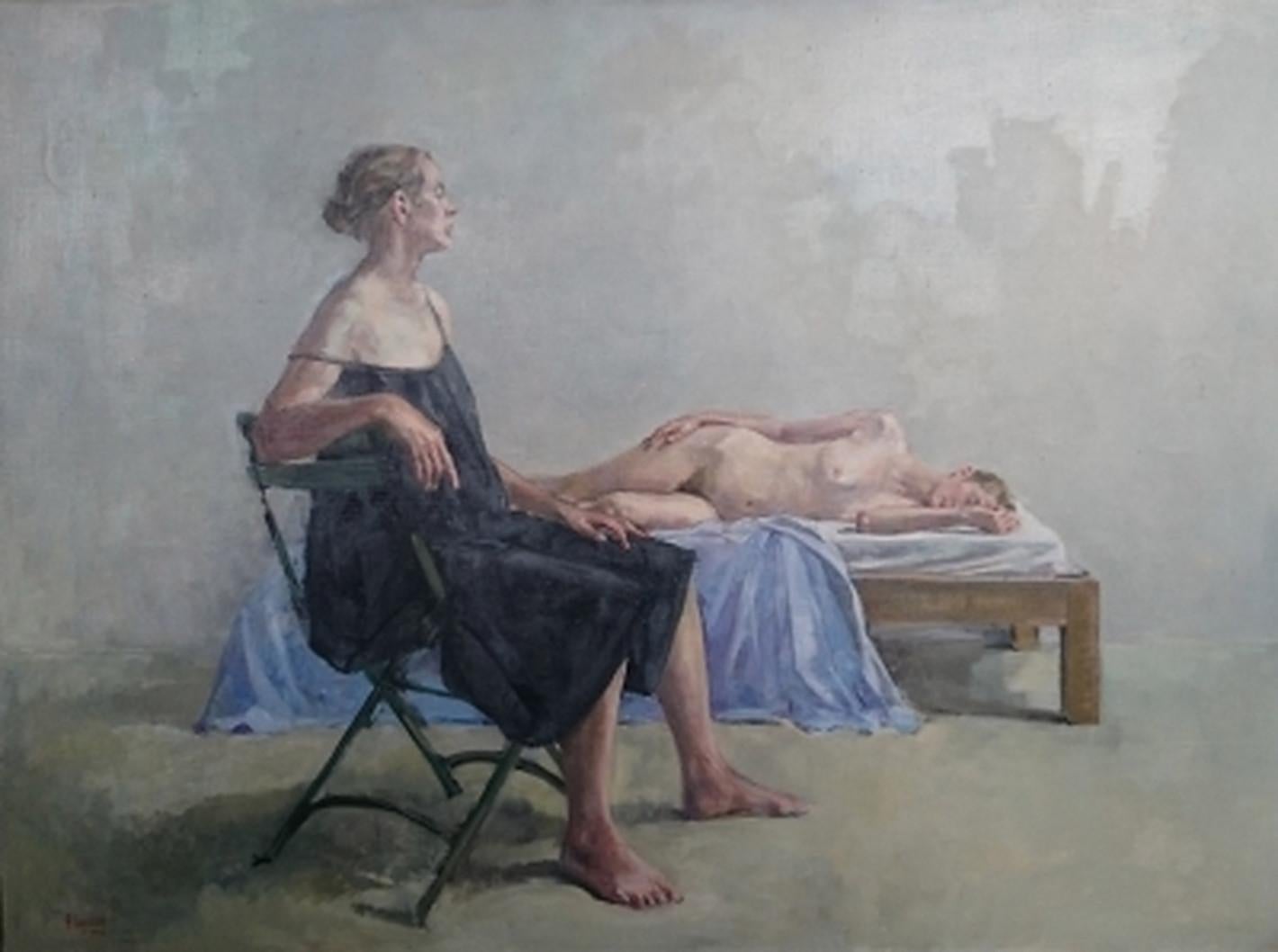 François LEGRAND Figurative Painting -  La Veille 