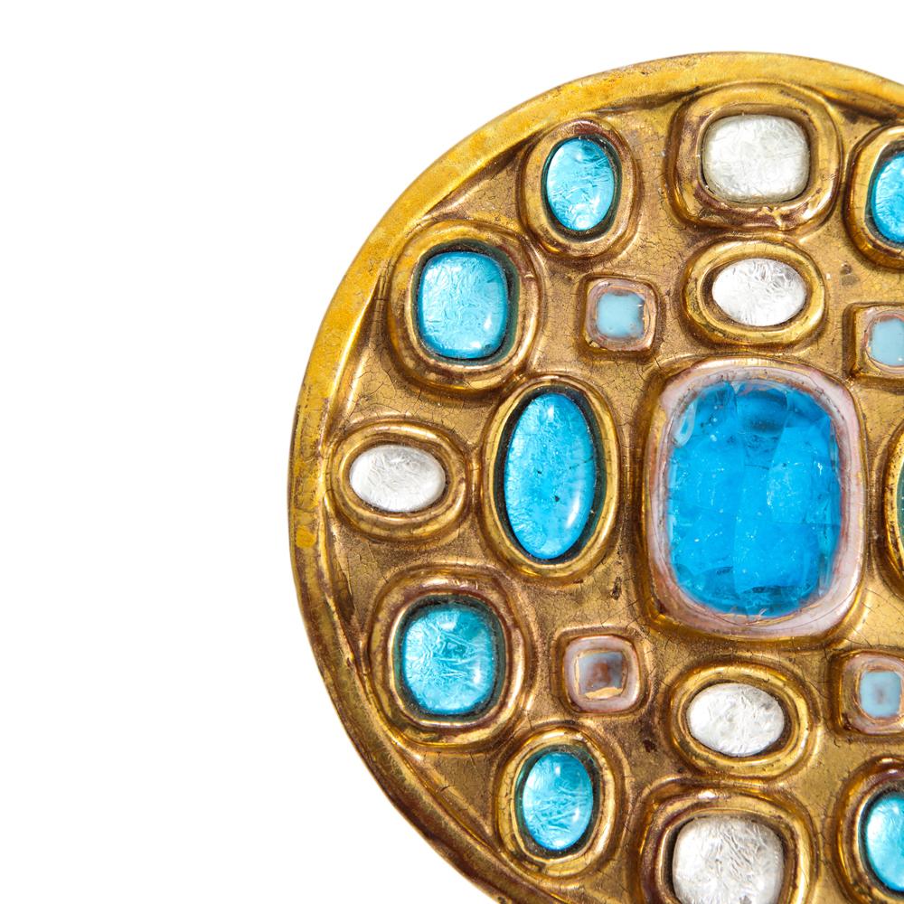 Mithé Espelt Box, Ceramic, Jeweled, Gold and Turquoise 3
